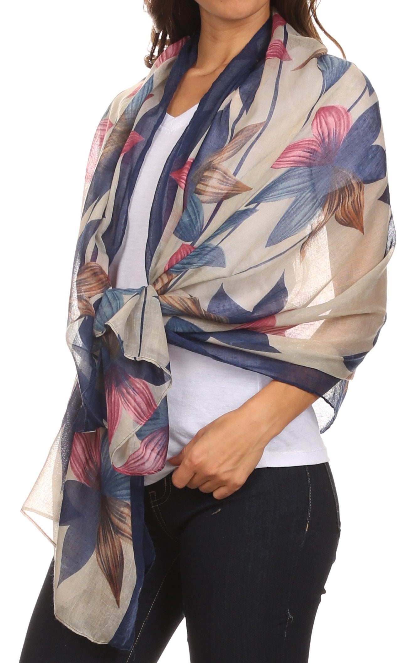 Sakkas Nichole summer gauze featherweight patterned versitile sheer scarf wrap - Concordia Style Boutique