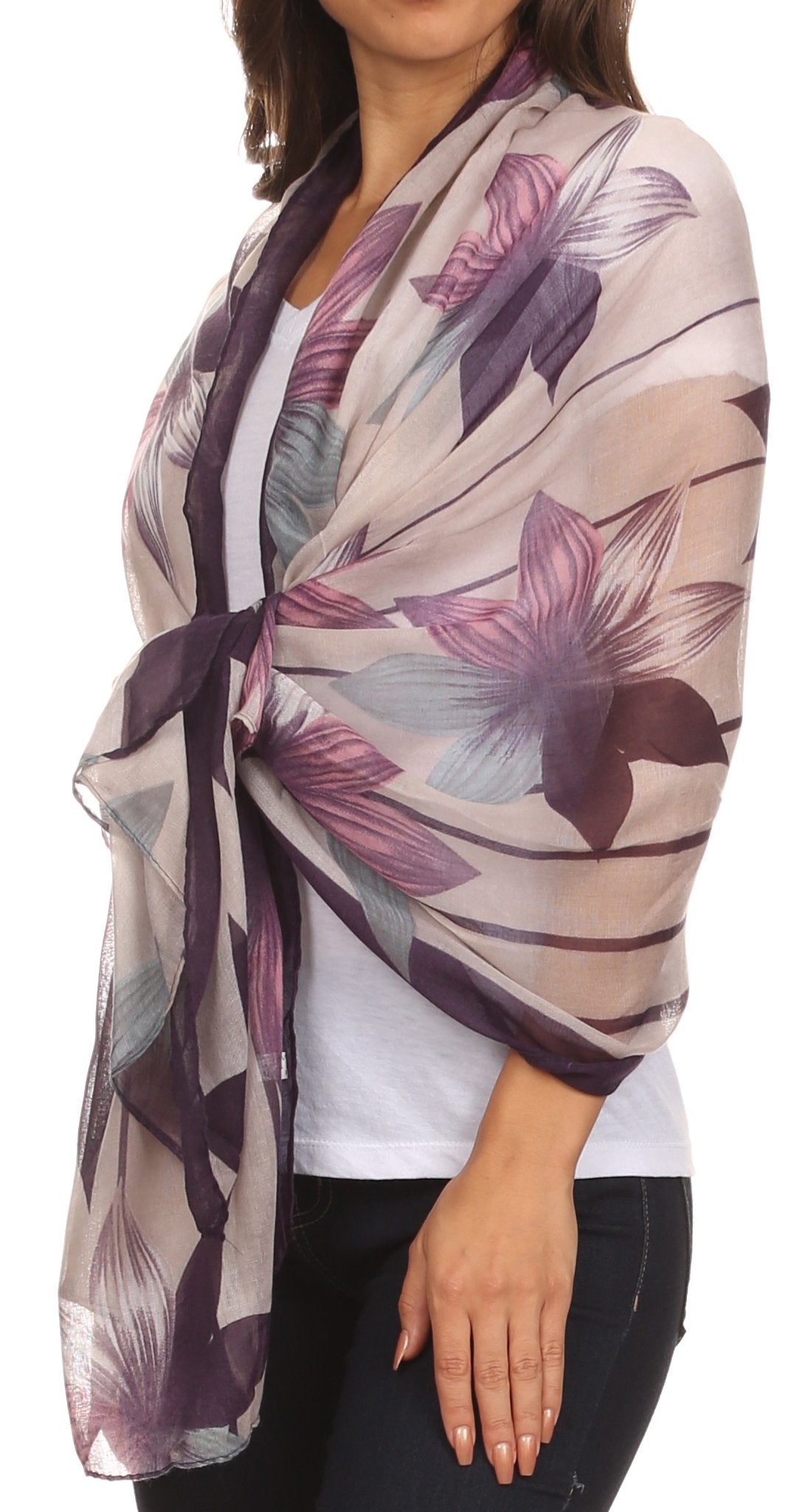 Sakkas Nichole summer gauze featherweight patterned versitile sheer scarf wrap - Concordia Style Boutique