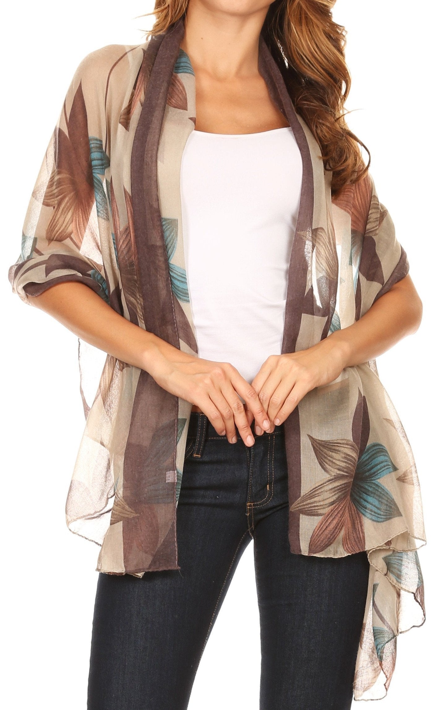 Sakkas Nichole summer gauze featherweight patterned versitile sheer scarf wrap - Concordia Style Boutique