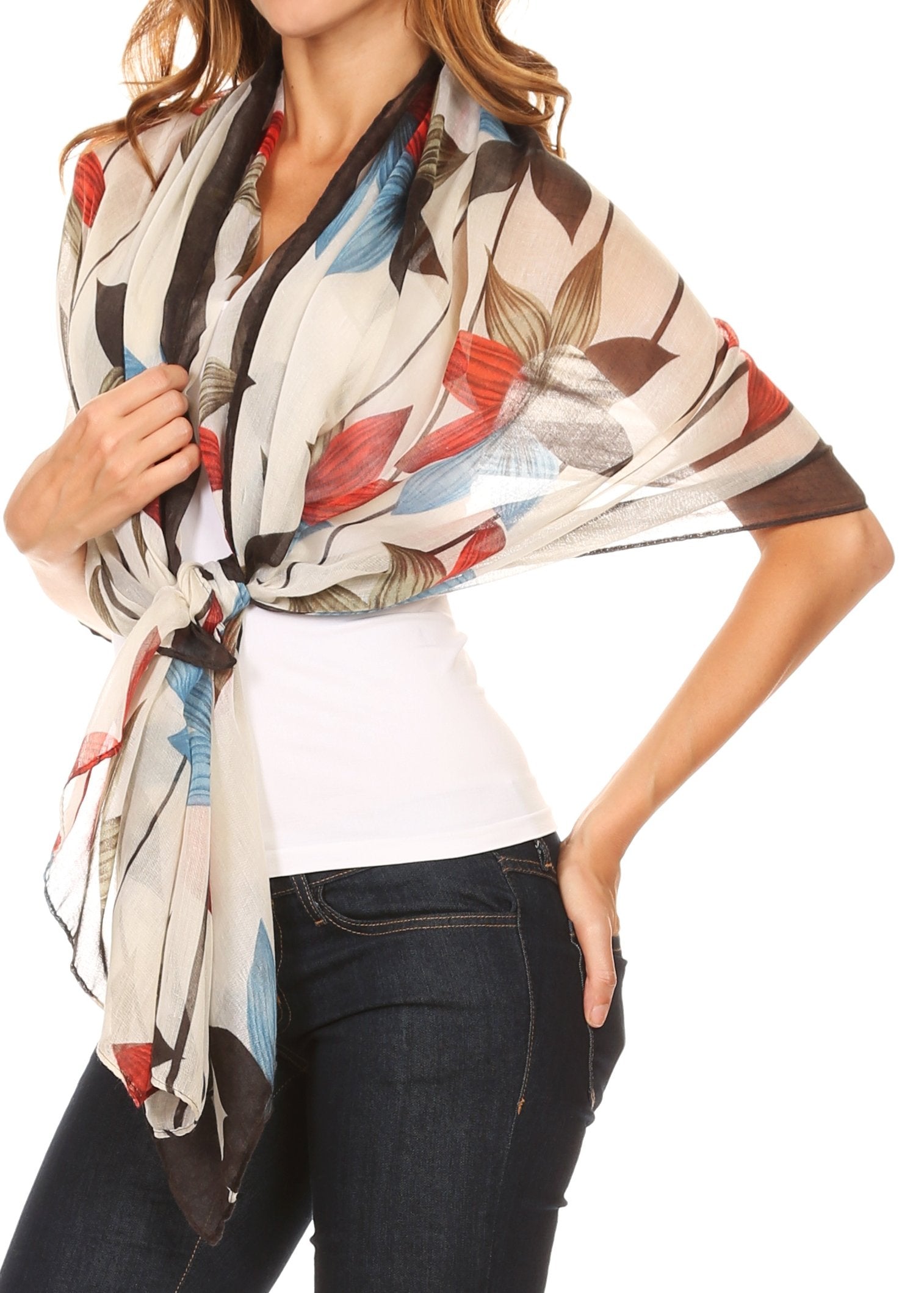 Sakkas Nichole summer gauze featherweight patterned versitile sheer scarf wrap - Concordia Style Boutique