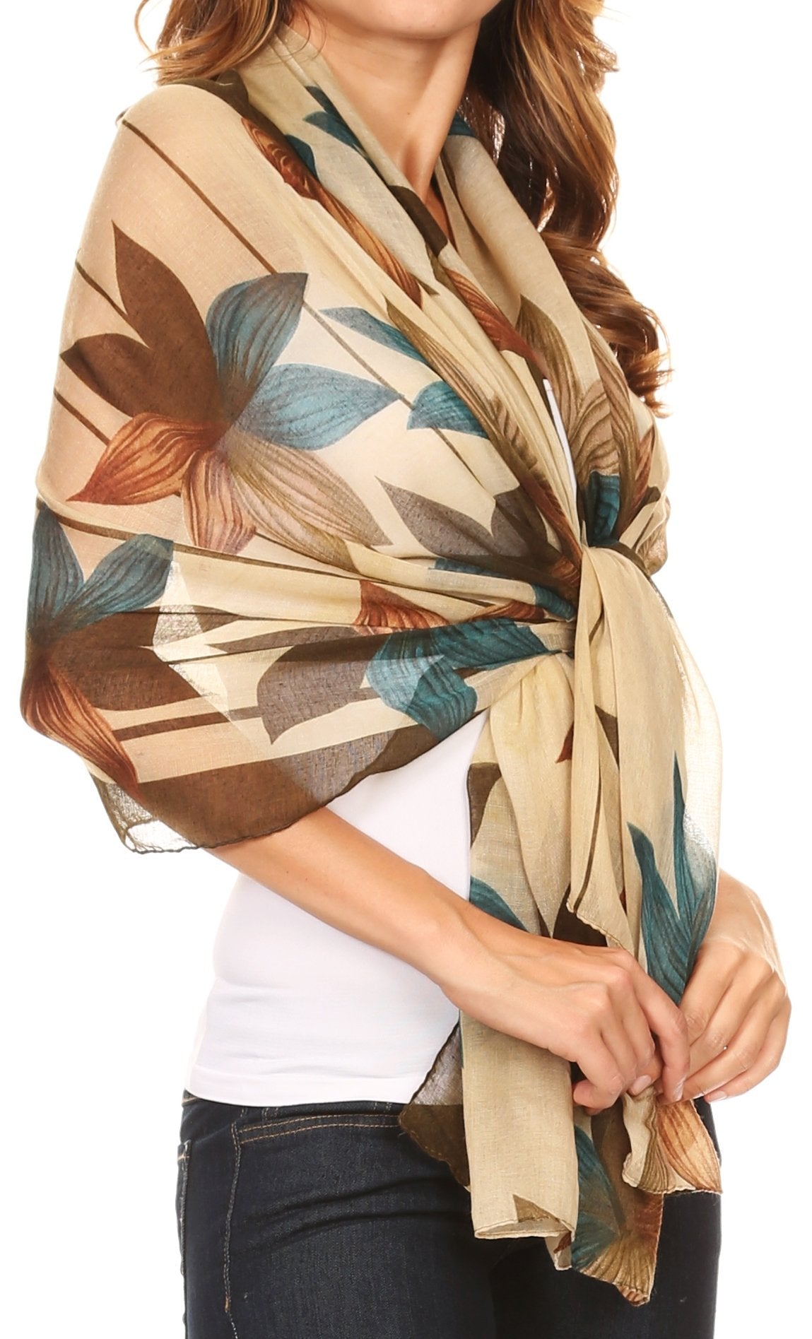 Sakkas Nichole summer gauze featherweight patterned versitile sheer scarf wrap - Concordia Style Boutique