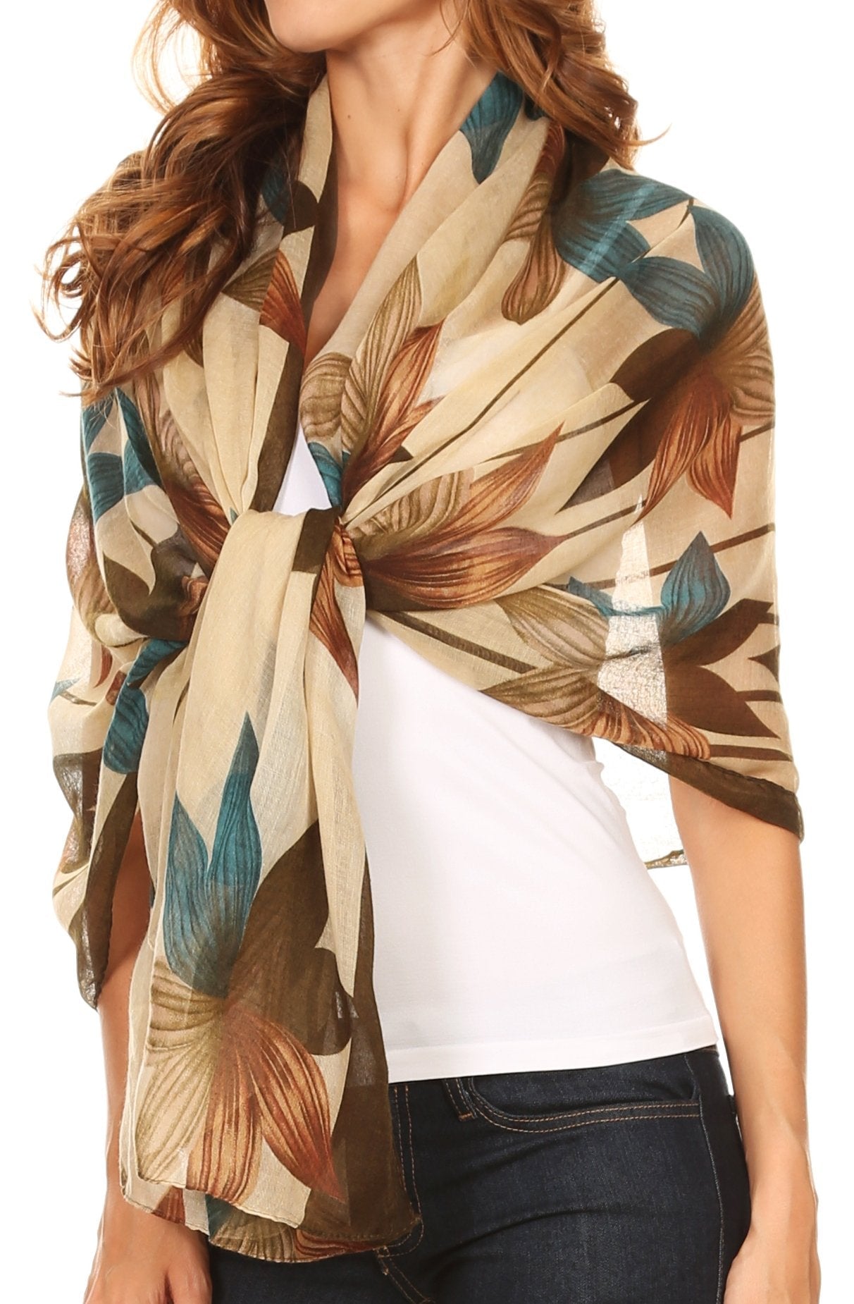 Sakkas Nichole summer gauze featherweight patterned versitile sheer scarf wrap - Concordia Style Boutique