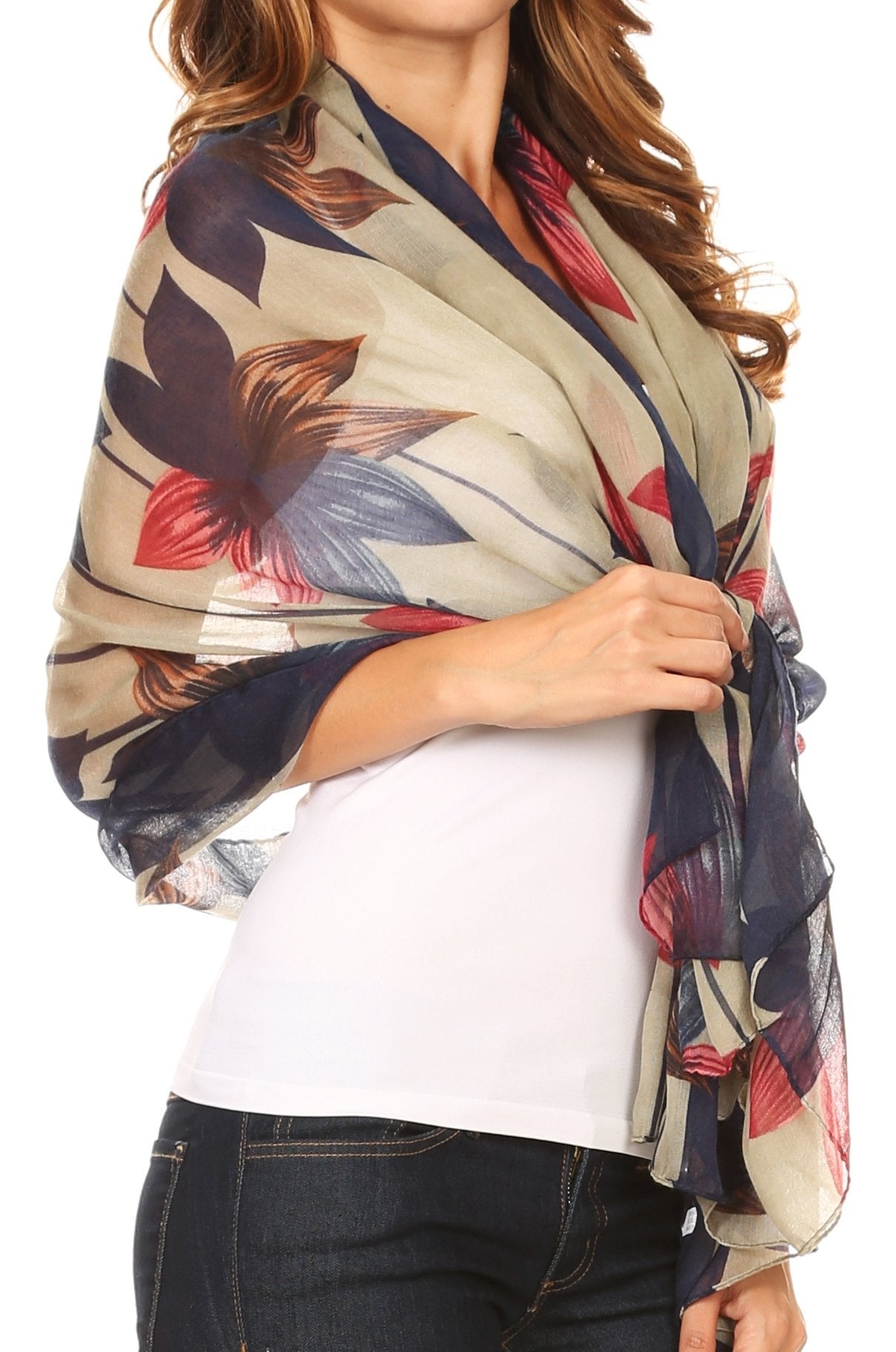 Sakkas Nichole summer gauze featherweight patterned versitile sheer scarf wrap - Concordia Style Boutique