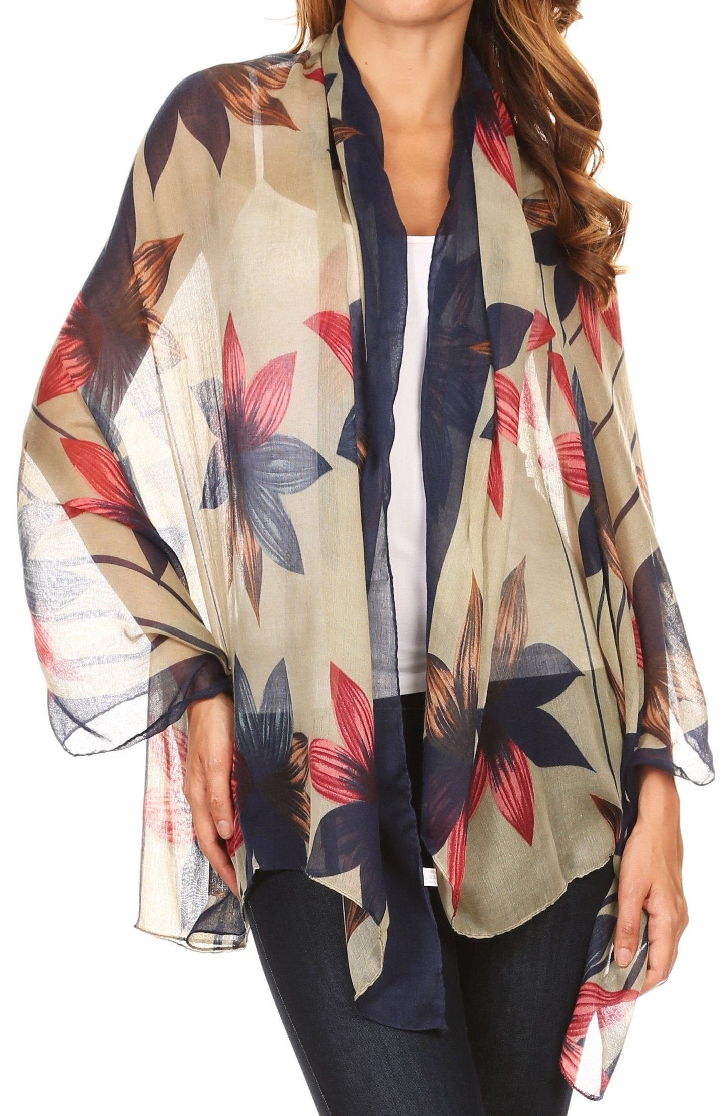 Sakkas Nichole summer gauze featherweight patterned versitile sheer scarf wrap - Concordia Style Boutique
