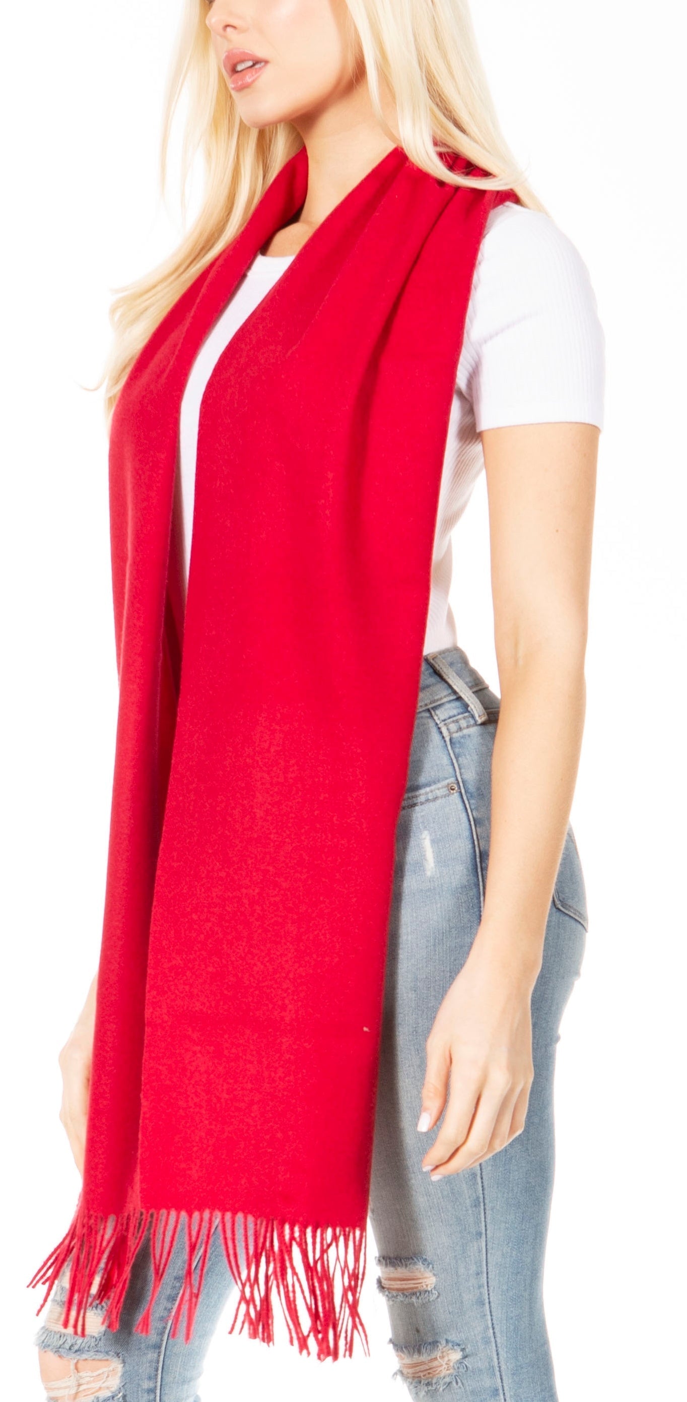 Sakkas Booker Cashmere Feel Solid Colored Unisex Winter Scarf With Fringe - Concordia Style Boutique