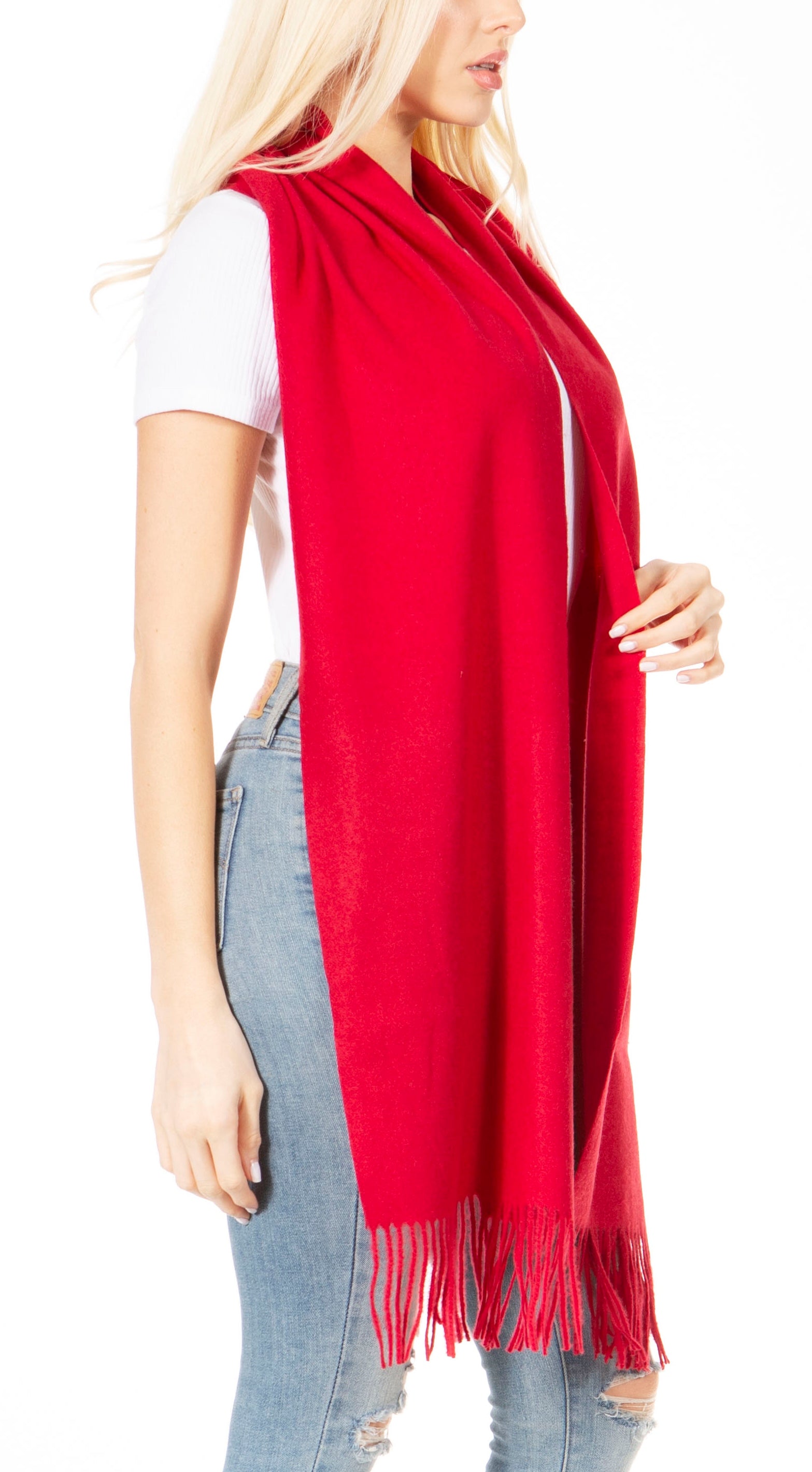 Sakkas Booker Cashmere Feel Solid Colored Unisex Winter Scarf With Fringe - Concordia Style Boutique