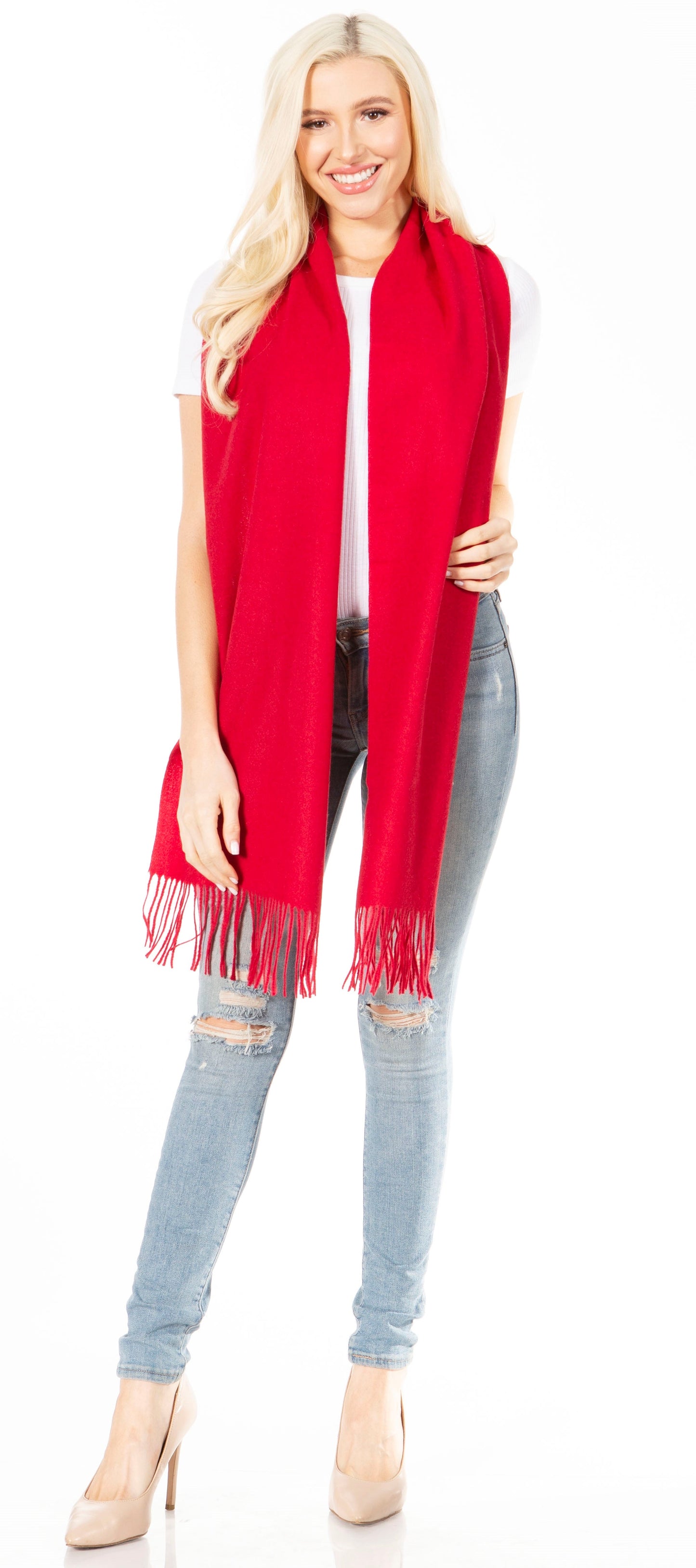Sakkas Booker Cashmere Feel Solid Colored Unisex Winter Scarf With Fringe - Concordia Style Boutique