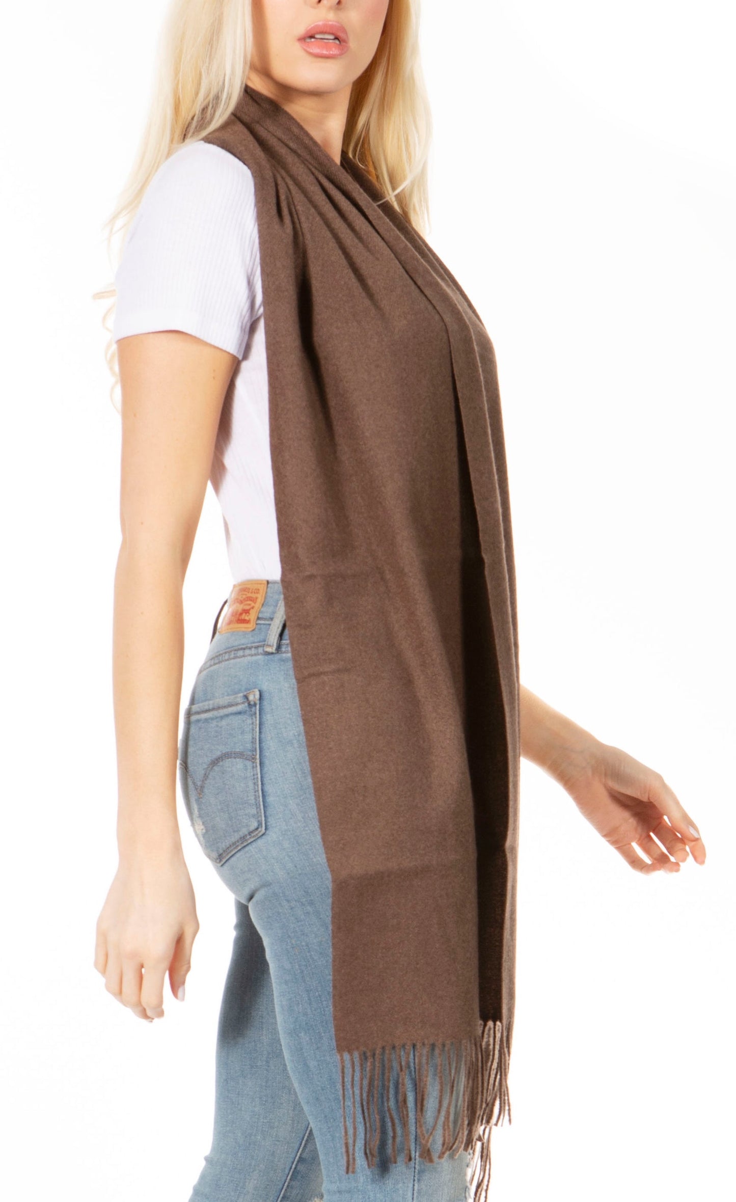 Sakkas Booker Cashmere Feel Solid Colored Unisex Winter Scarf With Fringe - Concordia Style Boutique