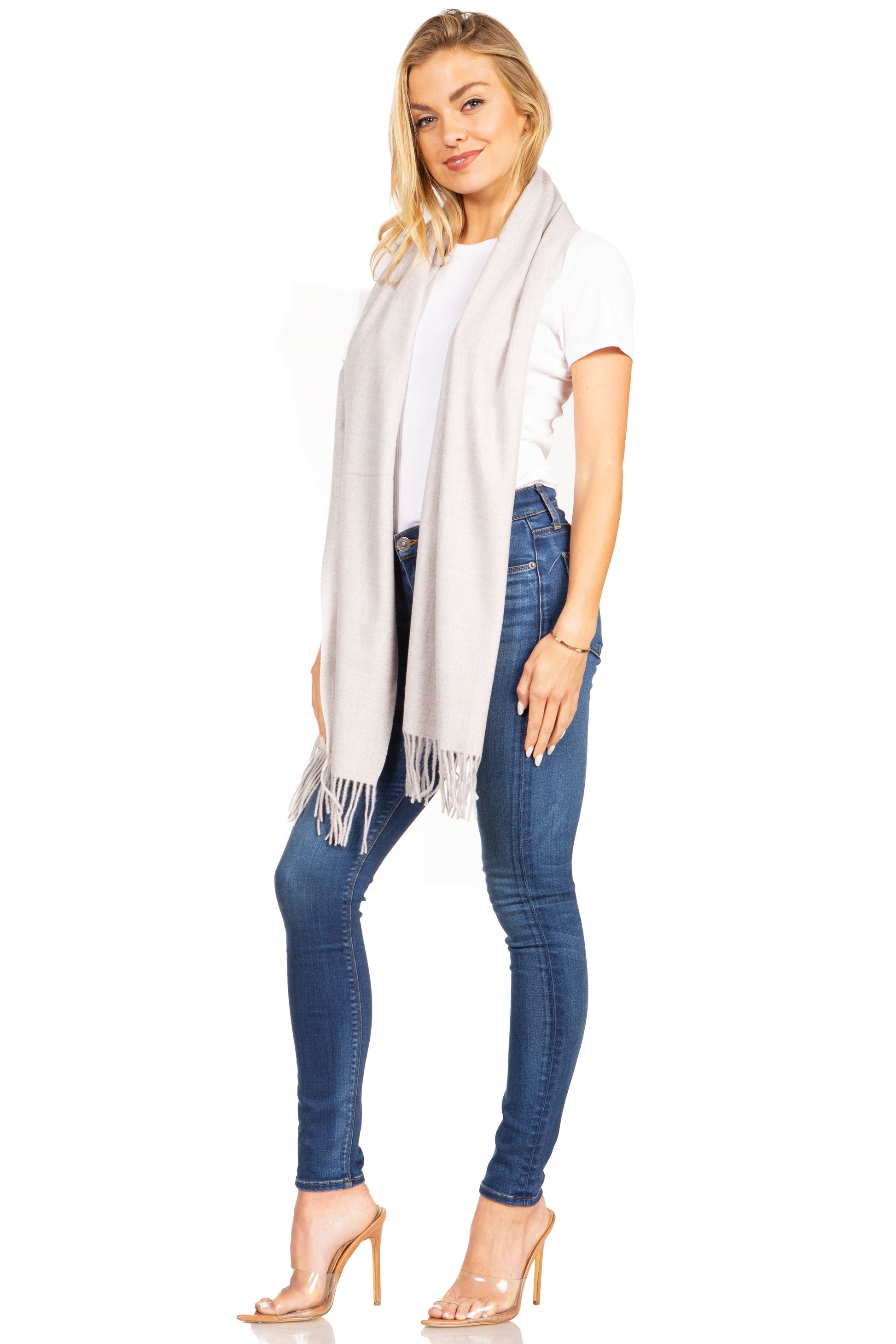 Sakkas Booker Cashmere Feel Solid Colored Unisex Winter Scarf With Fringe - Concordia Style Boutique