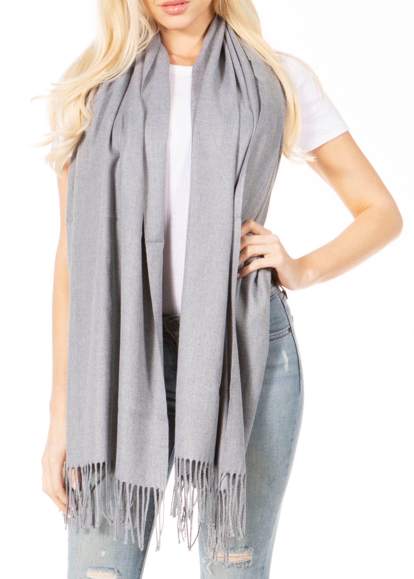 Sakkas Booker Cashmere Feel Solid Colored Unisex Winter Scarf With Fringe - Concordia Style Boutique
