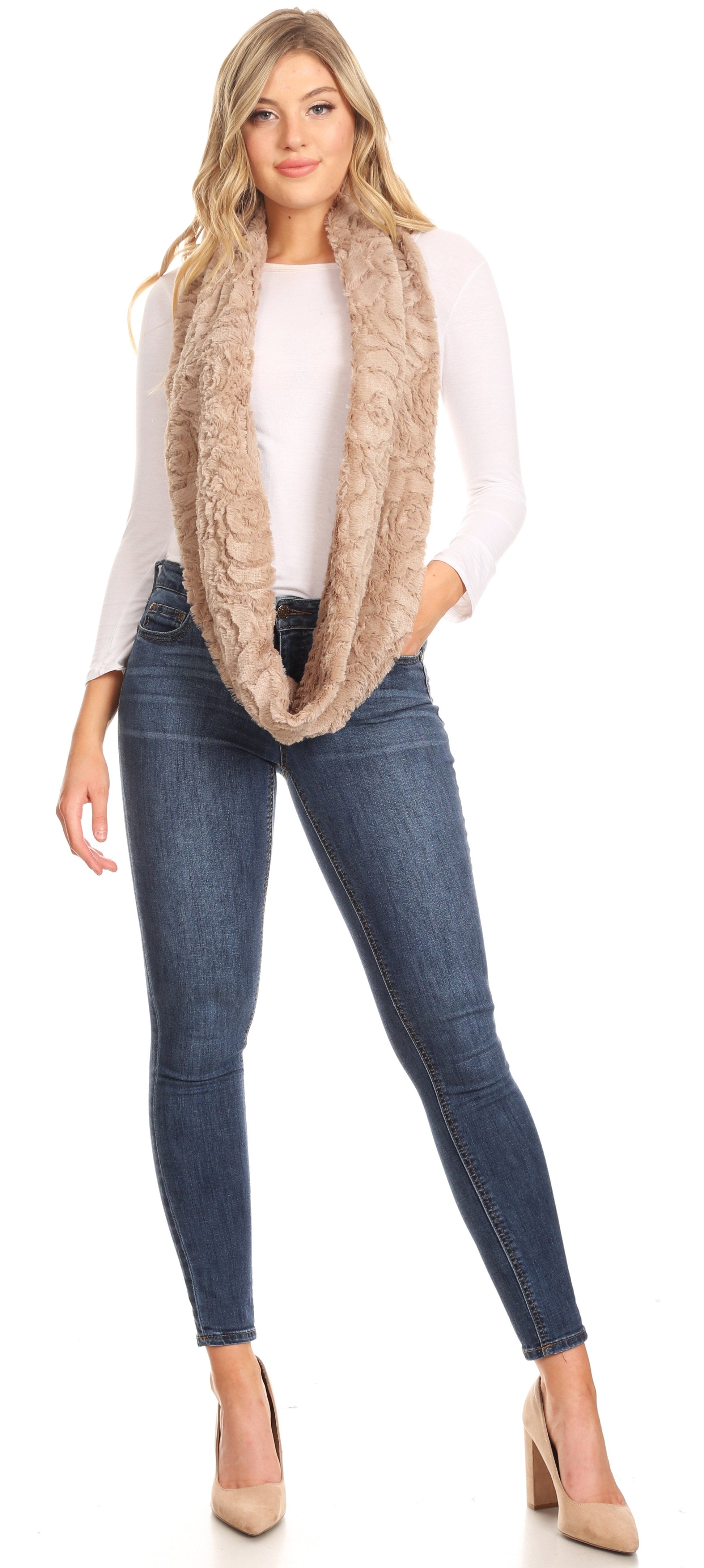 Sakkas Mellah Long Wide Soft Fuzzy Furry Fur Infinity Fall Winter Wrap Scarf - Concordia Style Boutique