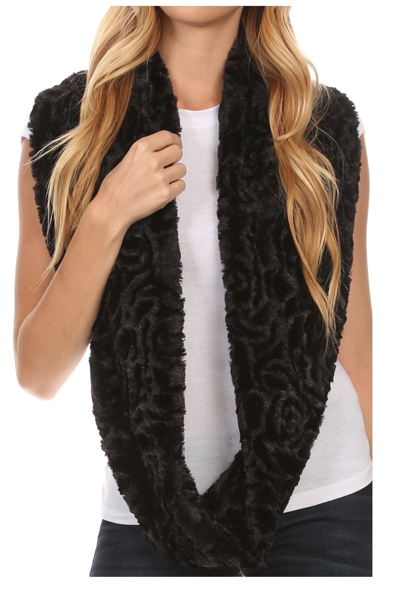 Sakkas Mellah Long Wide Soft Fuzzy Furry Fur Infinity Fall Winter Wrap Scarf - Concordia Style Boutique