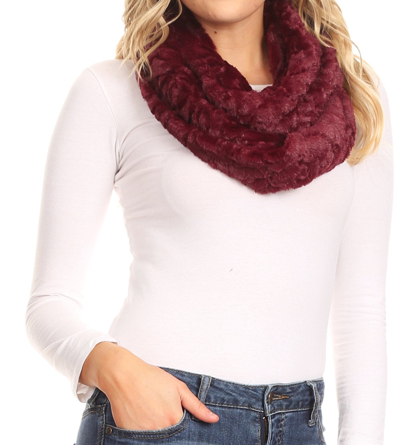 Sakkas Mellah Long Wide Soft Fuzzy Furry Fur Infinity Fall Winter Wrap Scarf - Concordia Style Boutique