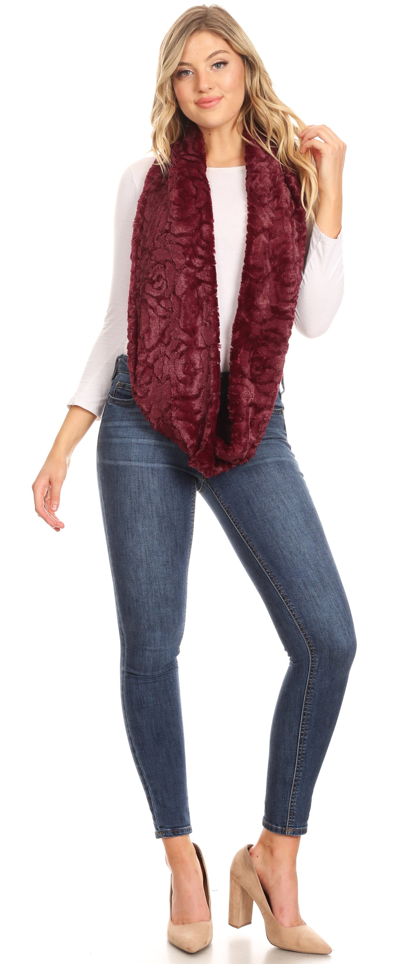Sakkas Mellah Long Wide Soft Fuzzy Furry Fur Infinity Fall Winter Wrap Scarf - Concordia Style Boutique