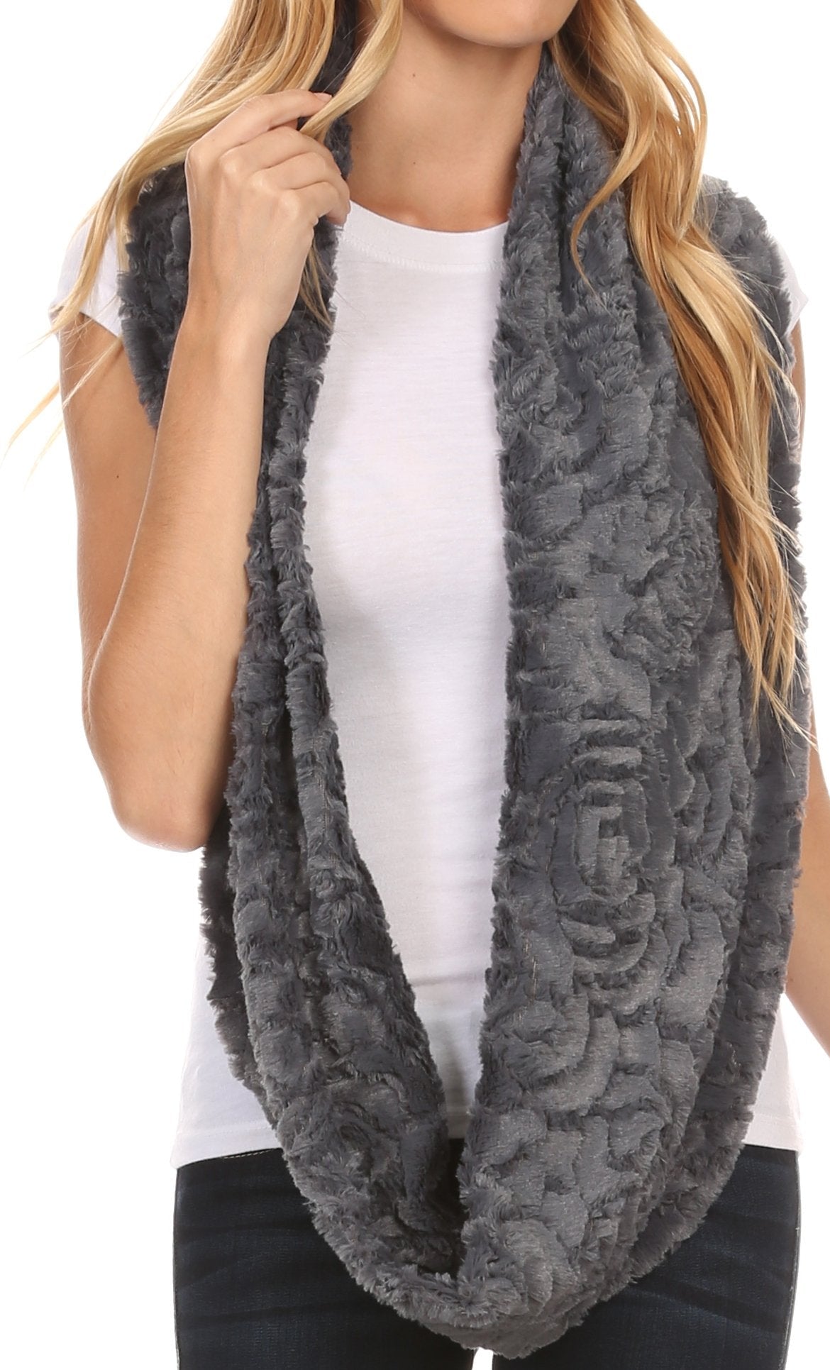 Sakkas Mellah Long Wide Soft Fuzzy Furry Fur Infinity Fall Winter Wrap Scarf - Concordia Style Boutique