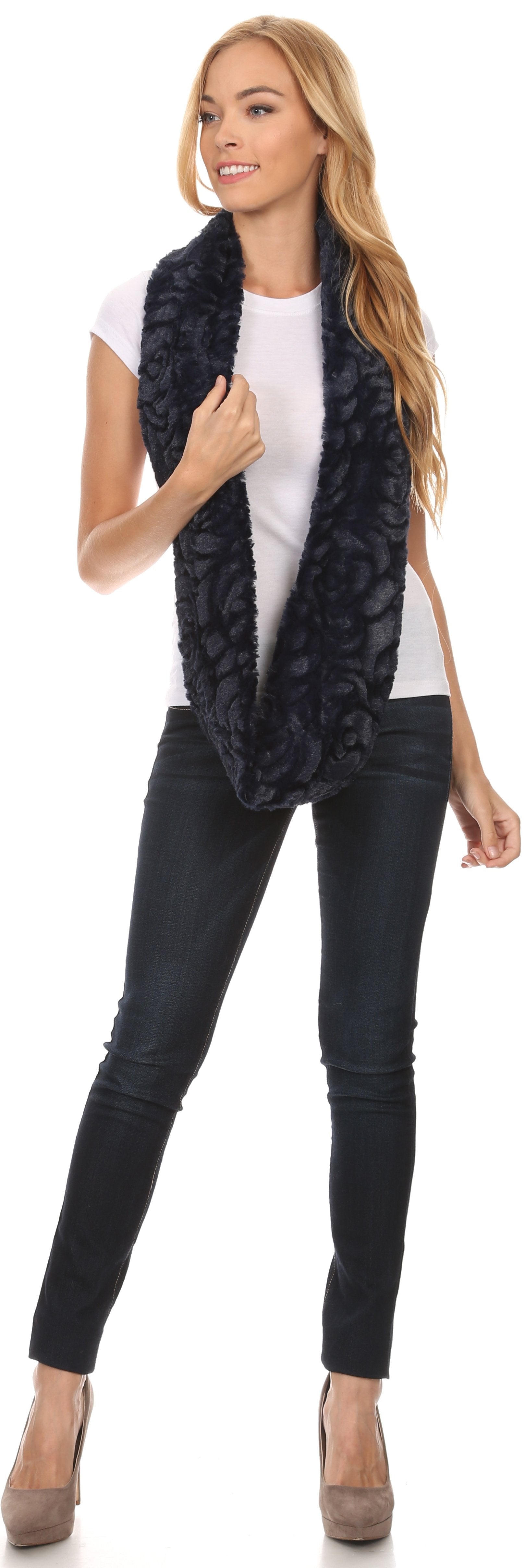 Sakkas Mellah Long Wide Soft Fuzzy Furry Fur Infinity Fall Winter Wrap Scarf - Concordia Style Boutique