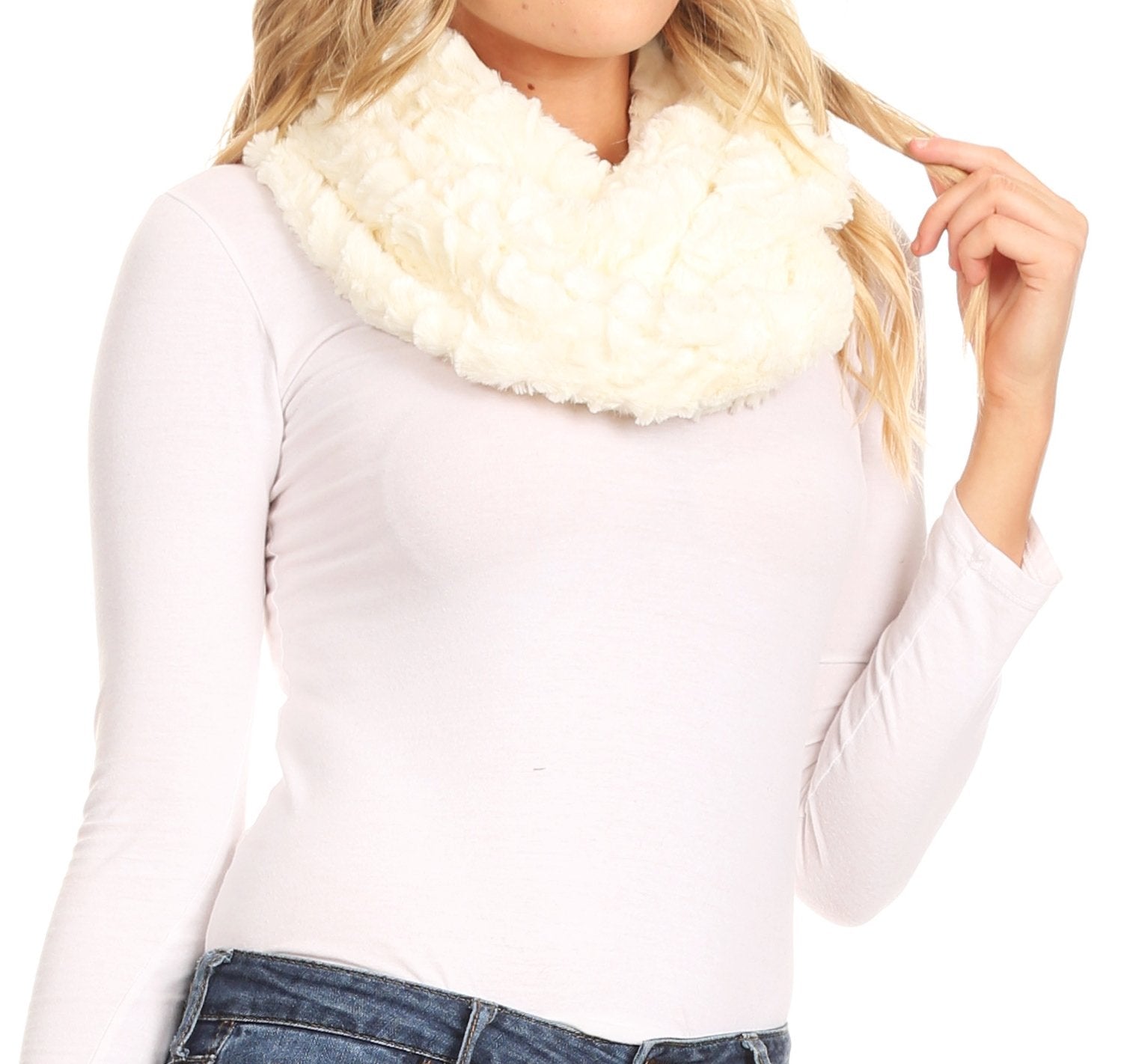 Sakkas Mellah Long Wide Soft Fuzzy Furry Fur Infinity Fall Winter Wrap Scarf - Concordia Style Boutique