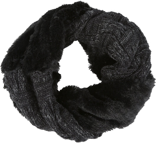 Sakkas Dalien Short Length Two Sided Faux Fur Ribbed Cable Knit Infinity Scarf - Concordia Style Boutique
