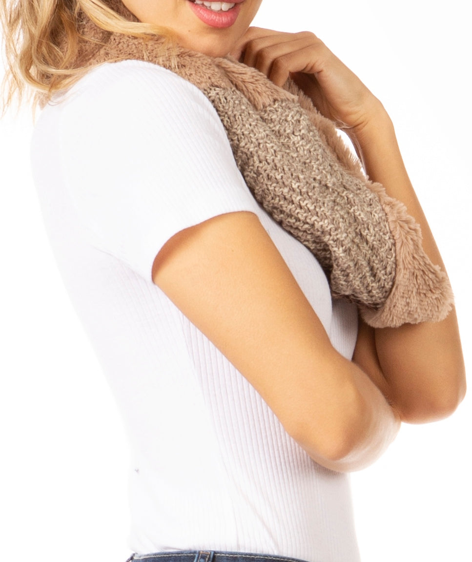 Sakkas Julie Short Wrap Around Two Sided Faux Fur And Ribbed Knit Infinity Scarf - Concordia Style Boutique