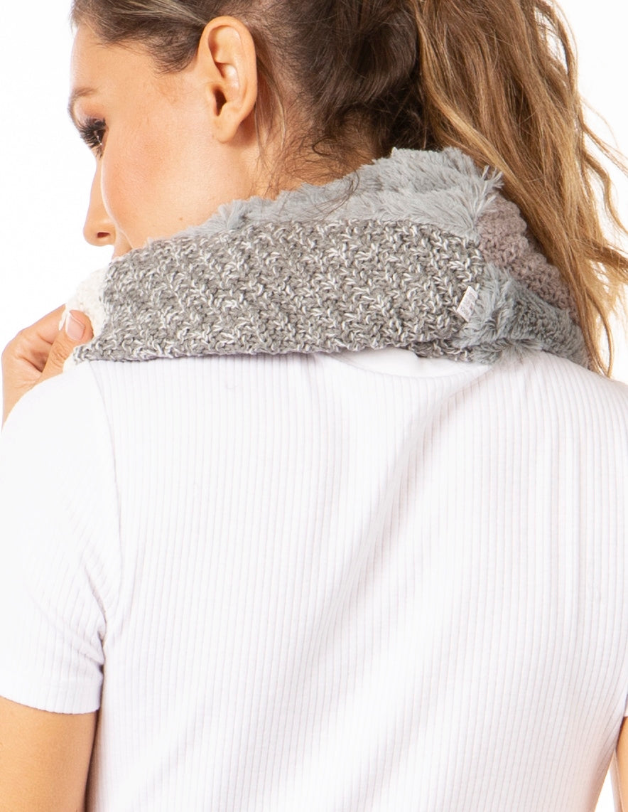 Sakkas Julie Short Wrap Around Two Sided Faux Fur And Ribbed Knit Infinity Scarf - Concordia Style Boutique