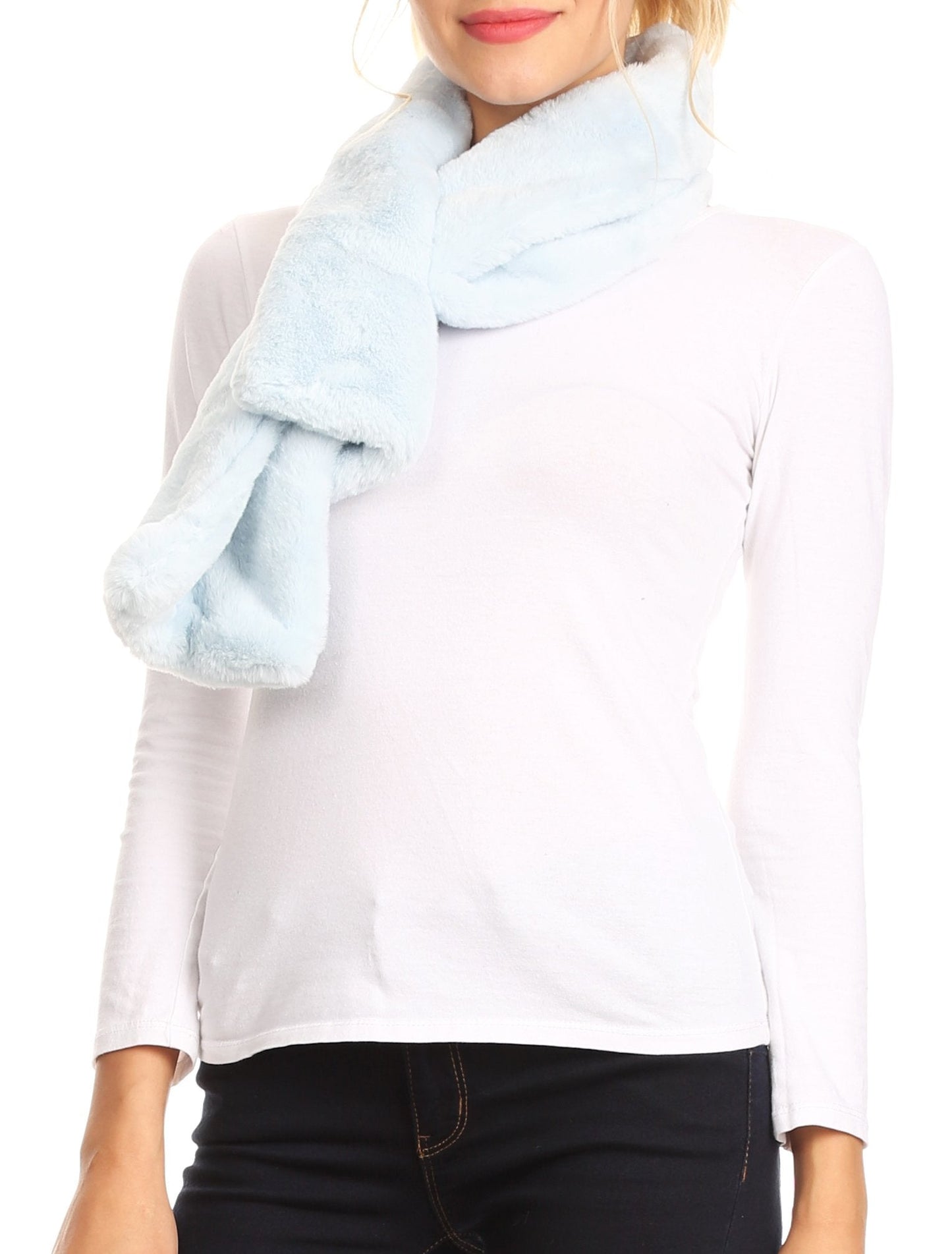 Sakkas Malen Long Rectangle Faux Fur Warm Soft Furry Wrap Around Loophole Scarf - Concordia Style Boutique