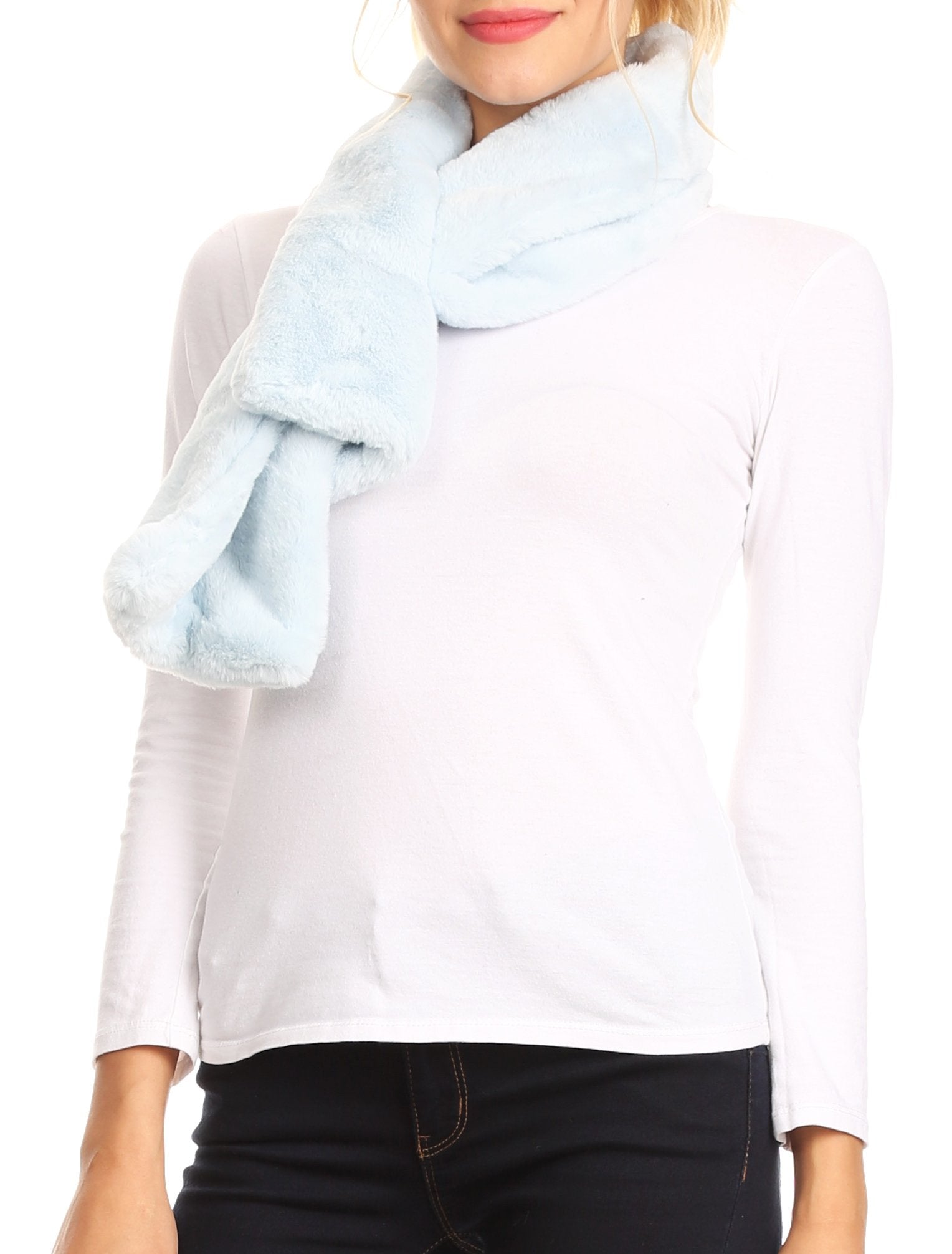 Sakkas Malen Long Rectangle Faux Fur Warm Soft Furry Wrap Around Loophole Scarf - Concordia Style Boutique