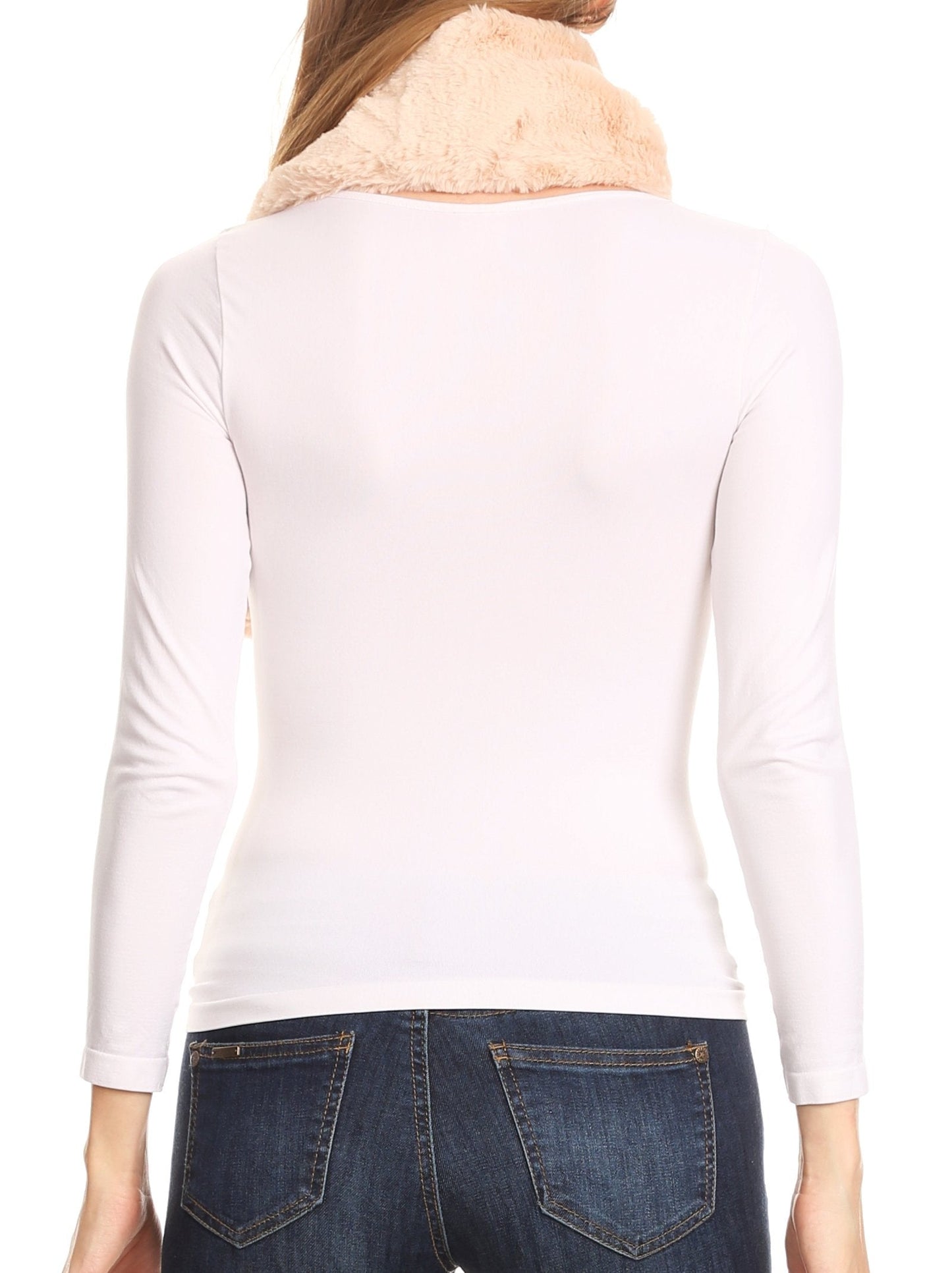 Sakkas Malen Long Rectangle Faux Fur Warm Soft Furry Wrap Around Loophole Scarf - Concordia Style Boutique