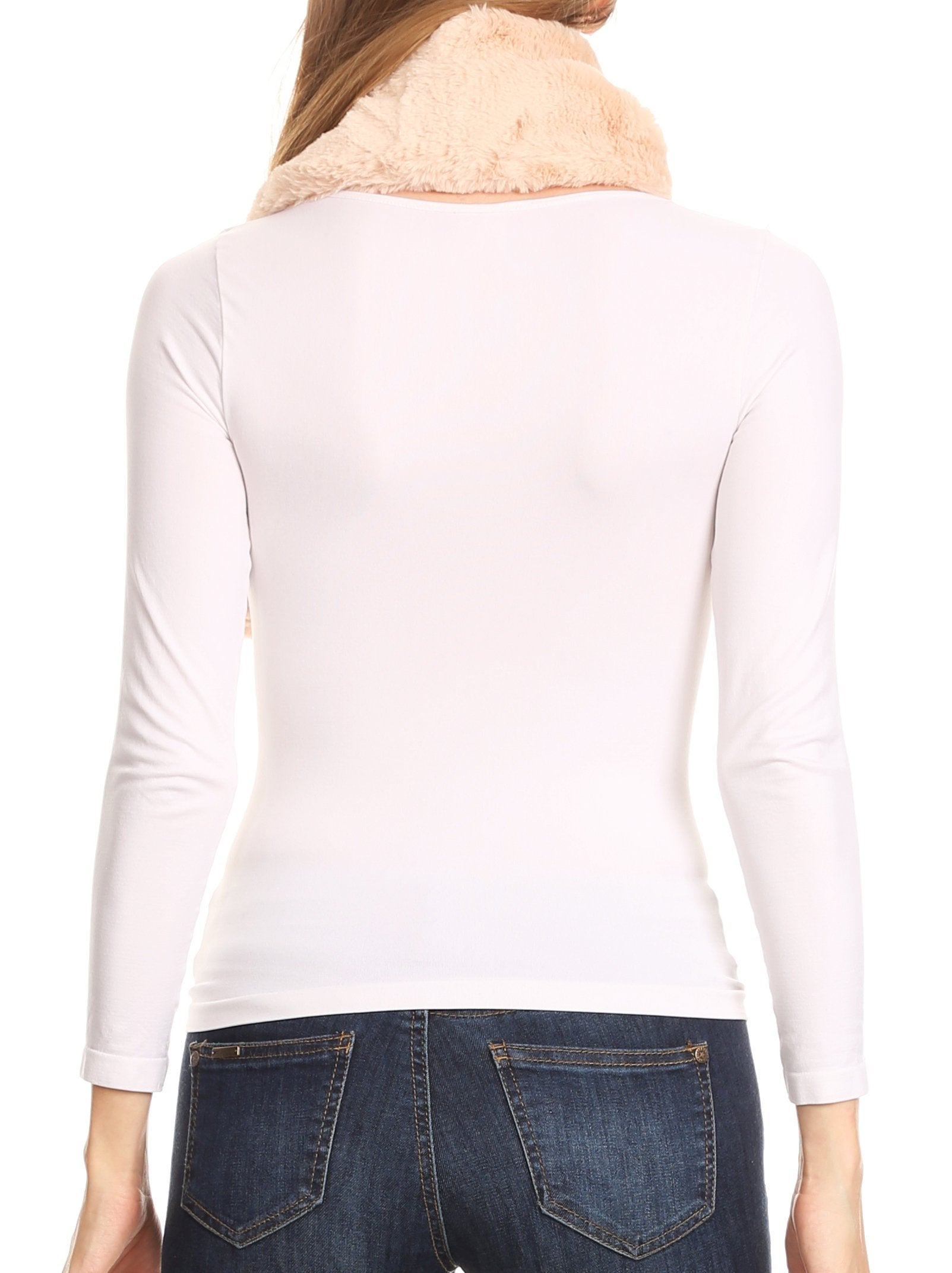 Sakkas Malen Long Rectangle Faux Fur Warm Soft Furry Wrap Around Loophole Scarf - Concordia Style Boutique