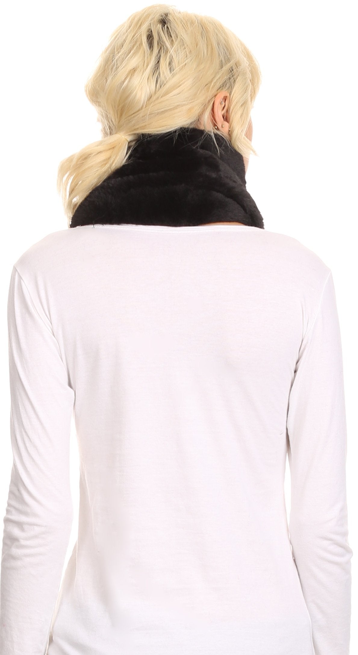 Sakkas Malen Long Rectangle Faux Fur Warm Soft Furry Wrap Around Loophole Scarf - Concordia Style Boutique