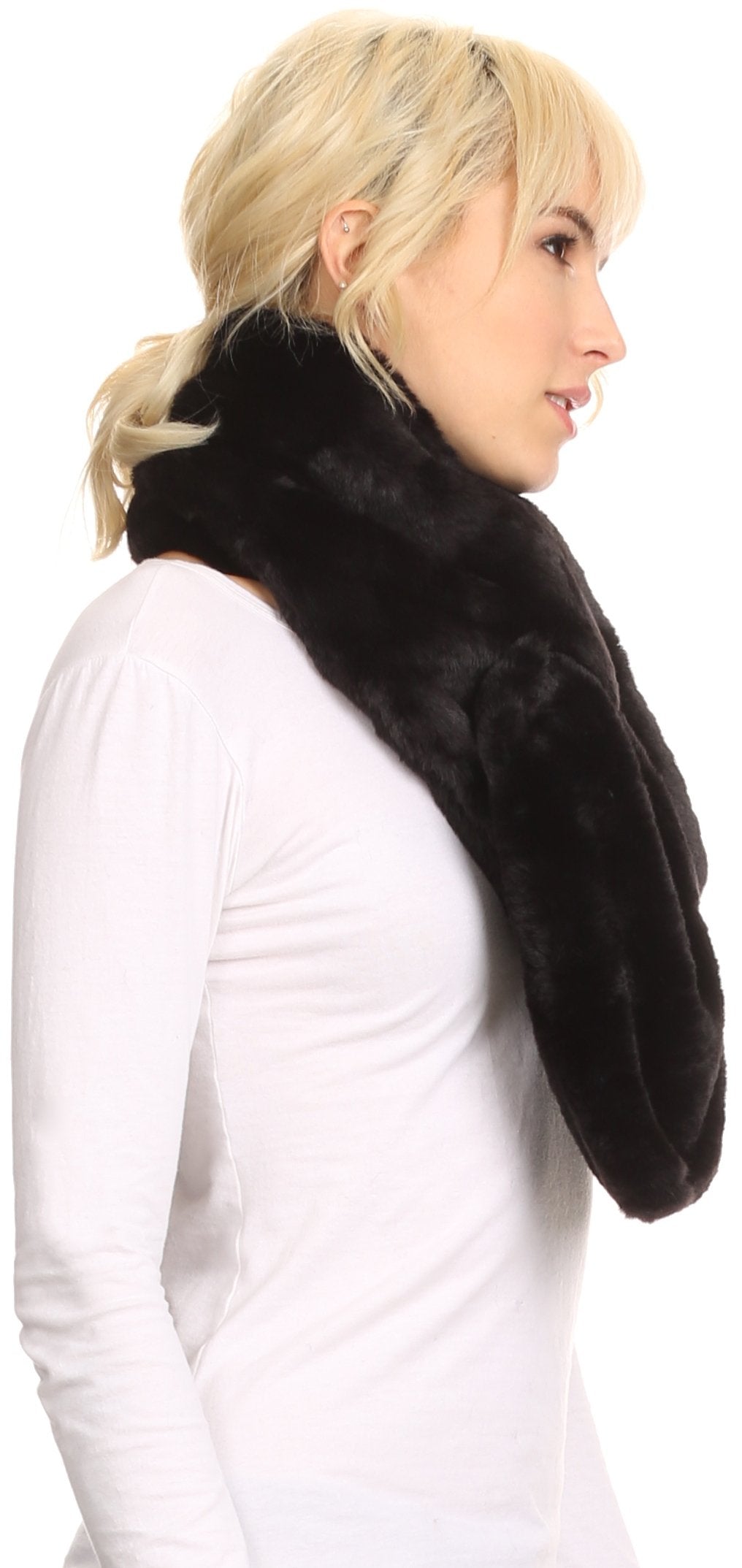 Sakkas Malen Long Rectangle Faux Fur Warm Soft Furry Wrap Around Loophole Scarf - Concordia Style Boutique