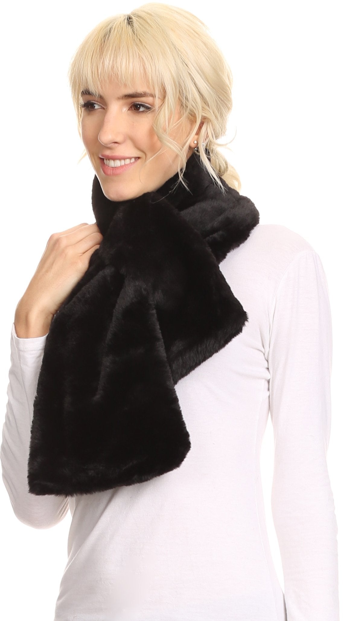 Sakkas Malen Long Rectangle Faux Fur Warm Soft Furry Wrap Around Loophole Scarf - Concordia Style Boutique