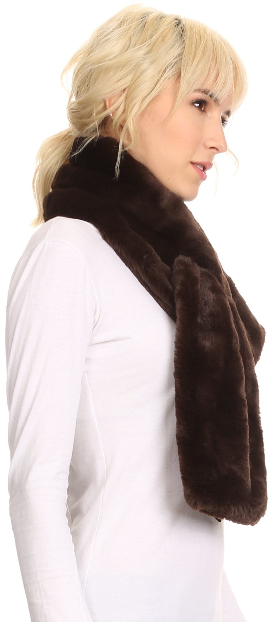 Sakkas Malen Long Rectangle Faux Fur Warm Soft Furry Wrap Around Loophole Scarf - Concordia Style Boutique