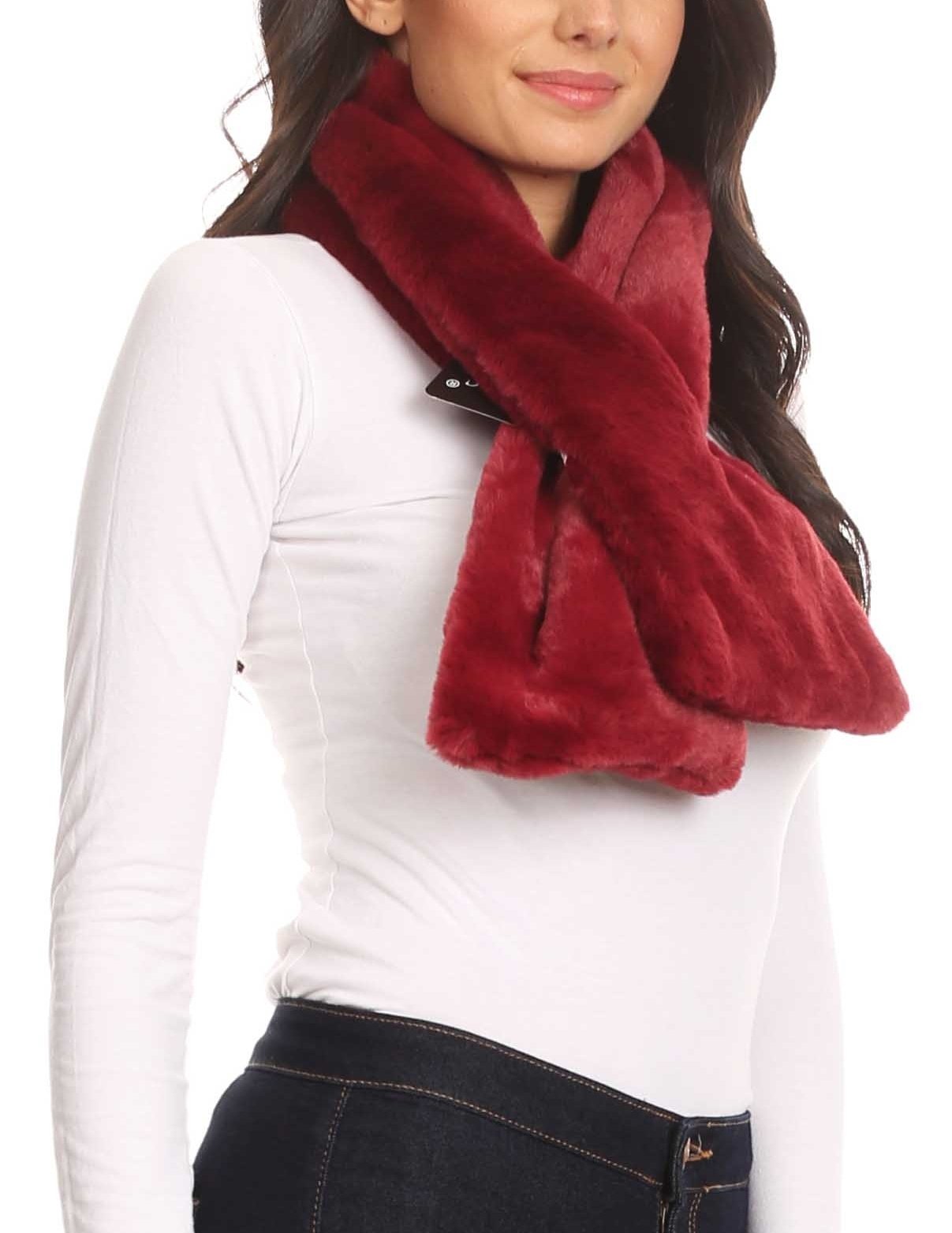 Sakkas Malen Long Rectangle Faux Fur Warm Soft Furry Wrap Around Loophole Scarf - Concordia Style Boutique