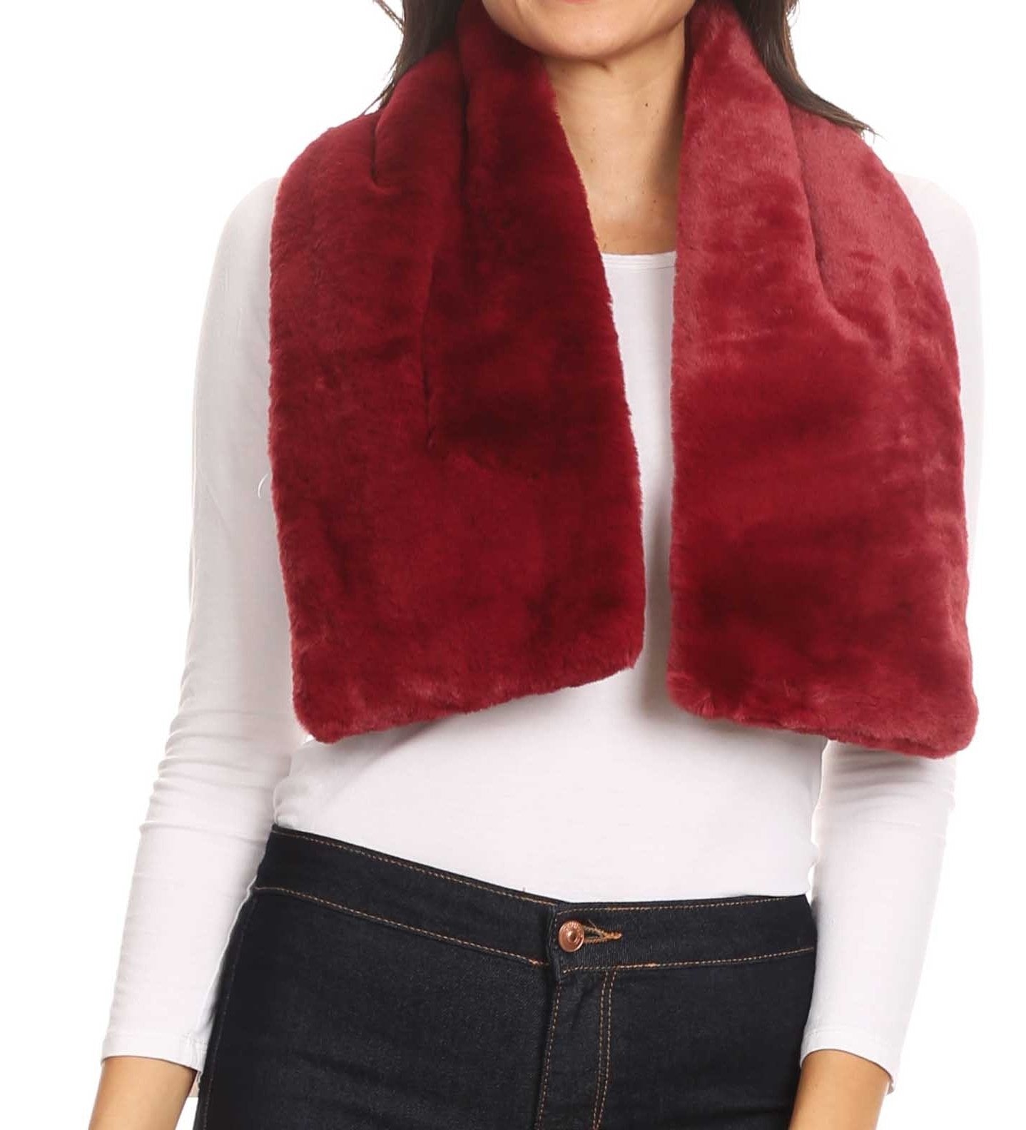 Sakkas Malen Long Rectangle Faux Fur Warm Soft Furry Wrap Around Loophole Scarf - Concordia Style Boutique