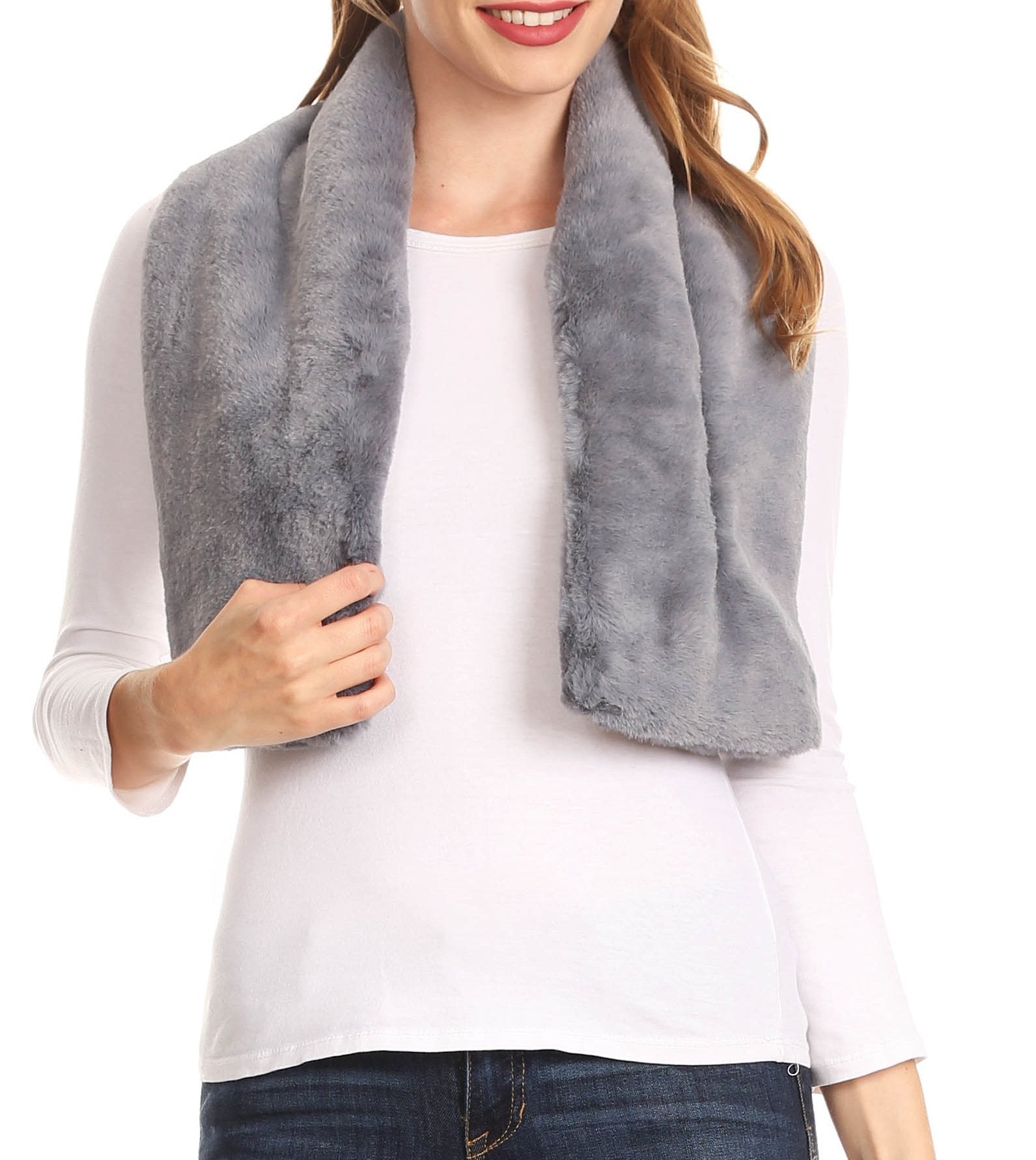 Sakkas Malen Long Rectangle Faux Fur Warm Soft Furry Wrap Around Loophole Scarf - Concordia Style Boutique