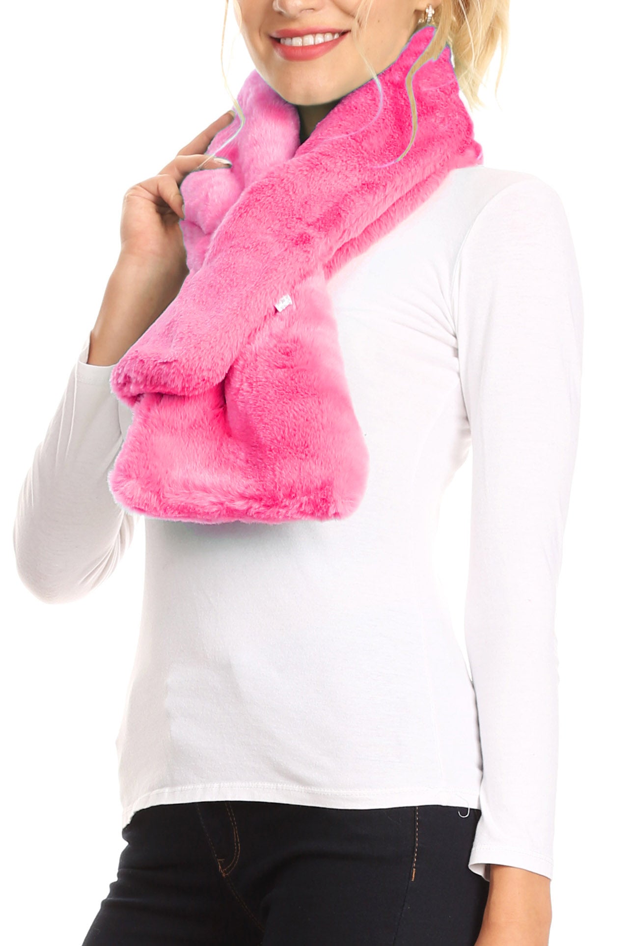 Sakkas Malen Long Rectangle Faux Fur Warm Soft Furry Wrap Around Loophole Scarf - Concordia Style Boutique