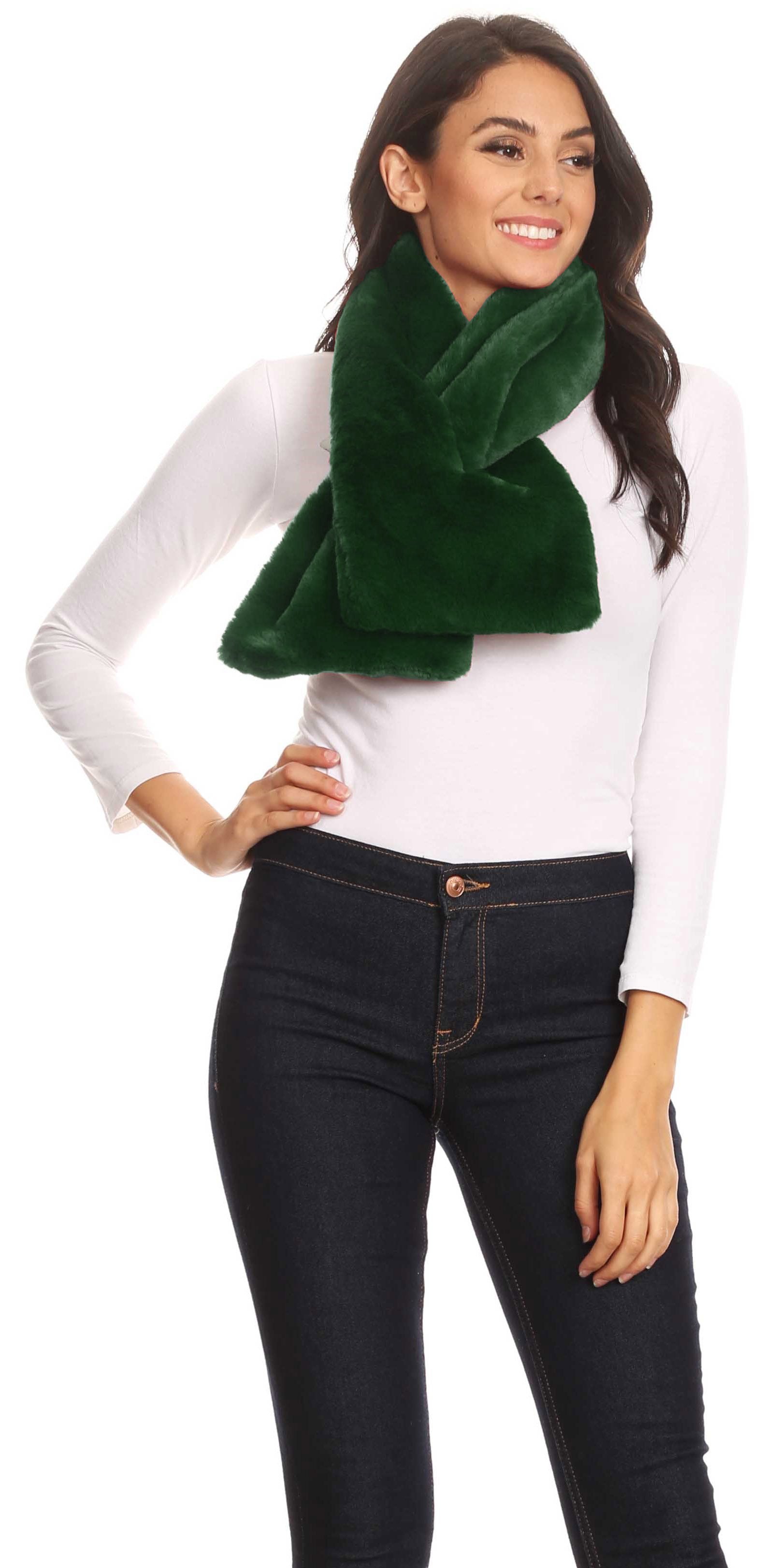 Sakkas Malen Long Rectangle Faux Fur Warm Soft Furry Wrap Around Loophole Scarf - Concordia Style Boutique