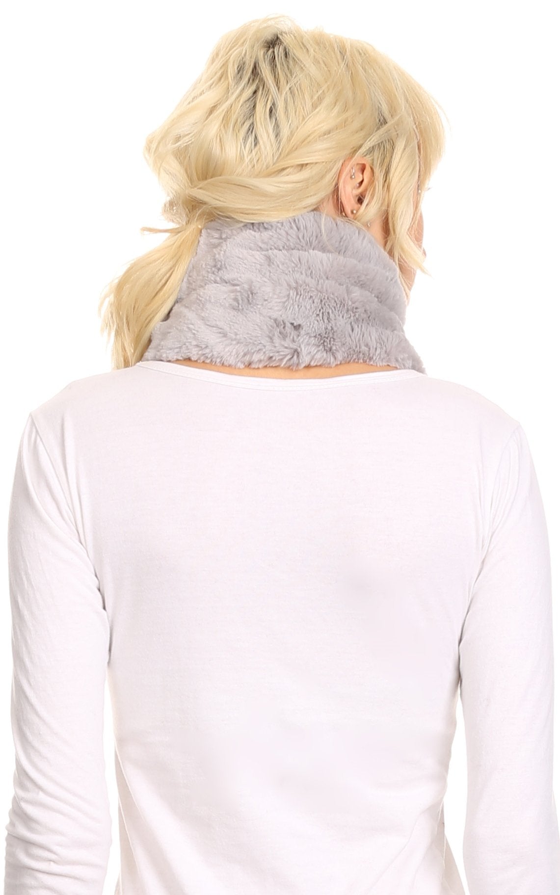 Sakkas Malen Long Rectangle Faux Fur Warm Soft Furry Wrap Around Loophole Scarf - Concordia Style Boutique