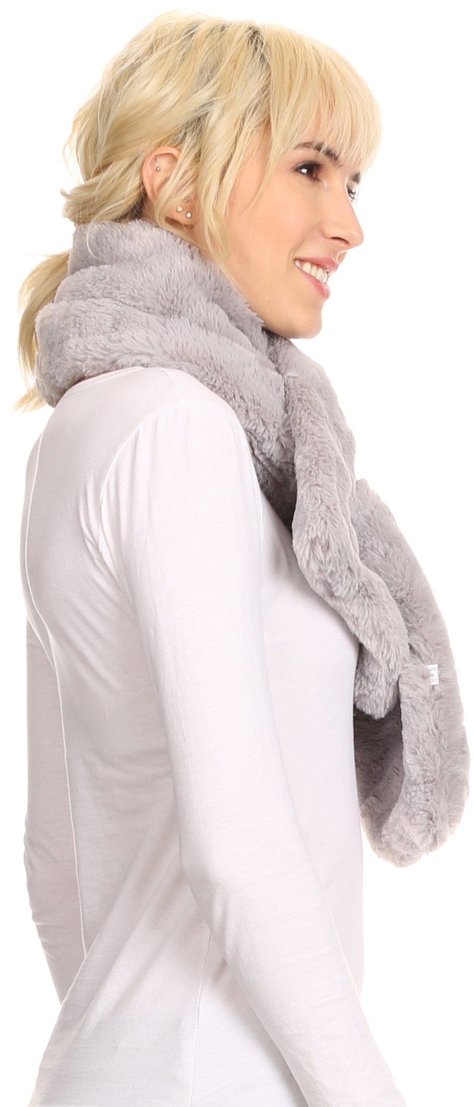 Sakkas Malen Long Rectangle Faux Fur Warm Soft Furry Wrap Around Loophole Scarf - Concordia Style Boutique