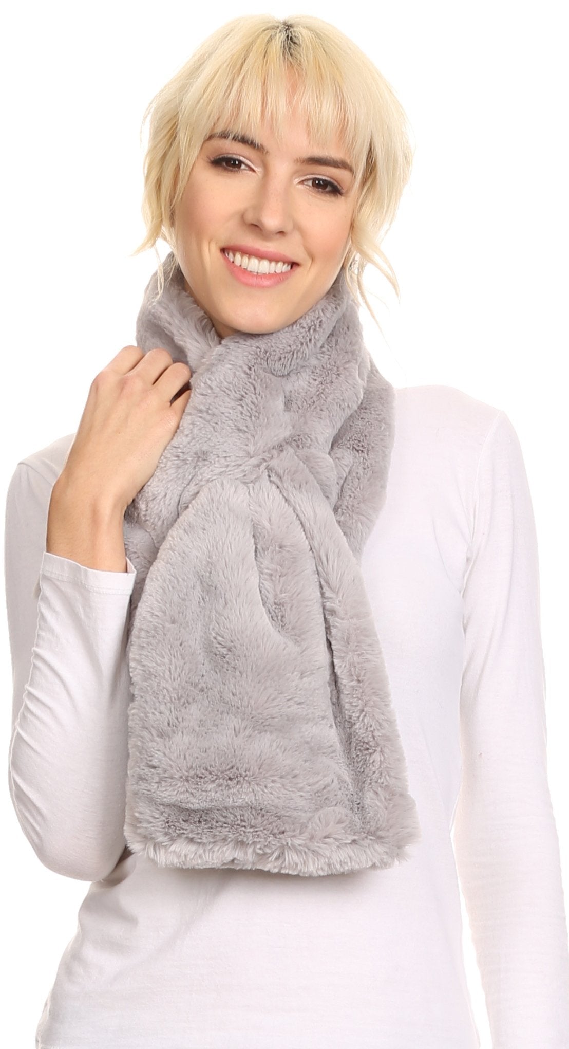 Sakkas Malen Long Rectangle Faux Fur Warm Soft Furry Wrap Around Loophole Scarf - Concordia Style Boutique