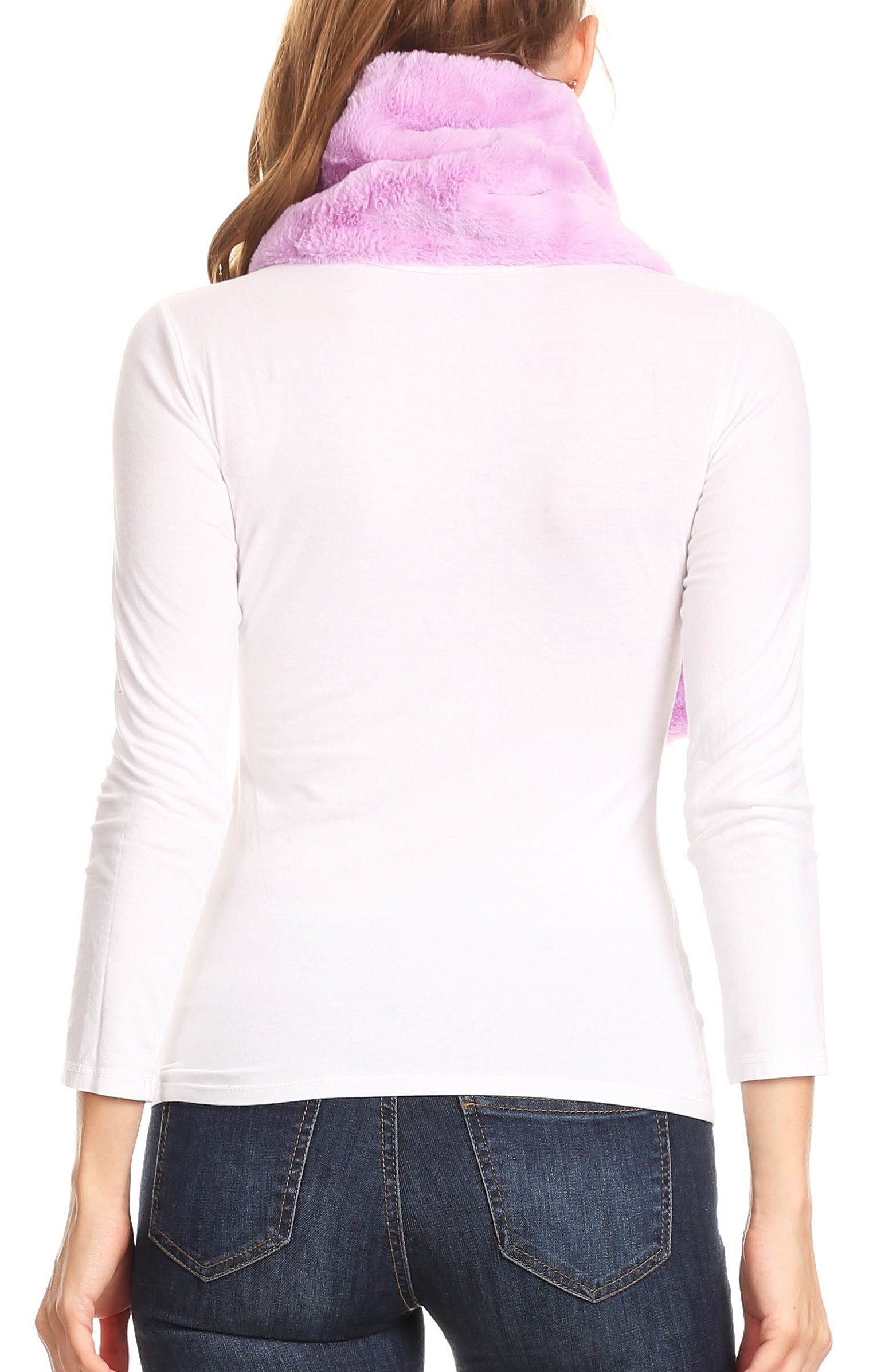 Sakkas Malen Long Rectangle Faux Fur Warm Soft Furry Wrap Around Loophole Scarf - Concordia Style Boutique