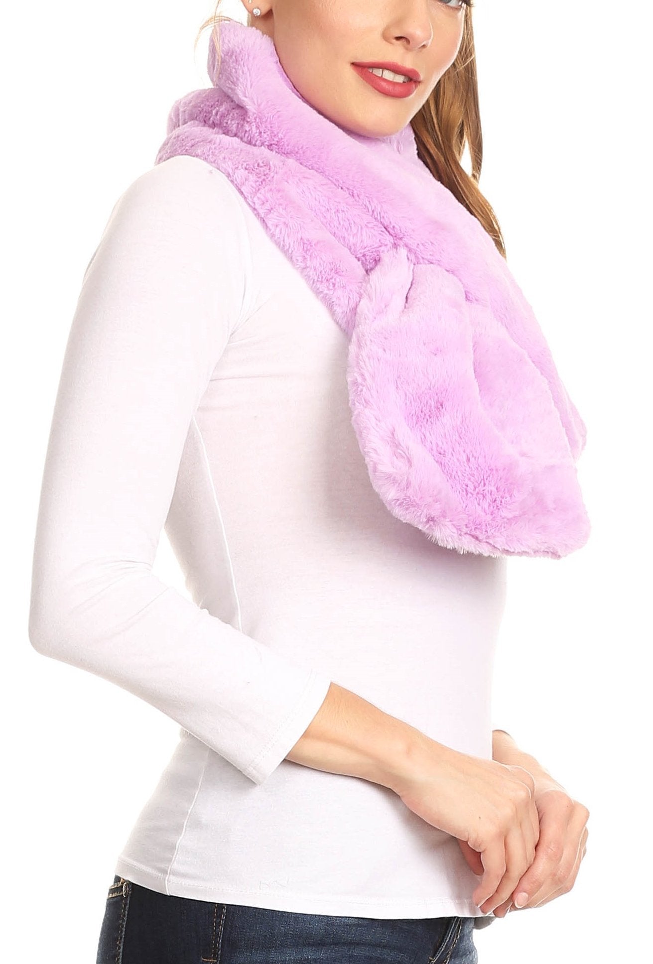 Sakkas Malen Long Rectangle Faux Fur Warm Soft Furry Wrap Around Loophole Scarf - Concordia Style Boutique