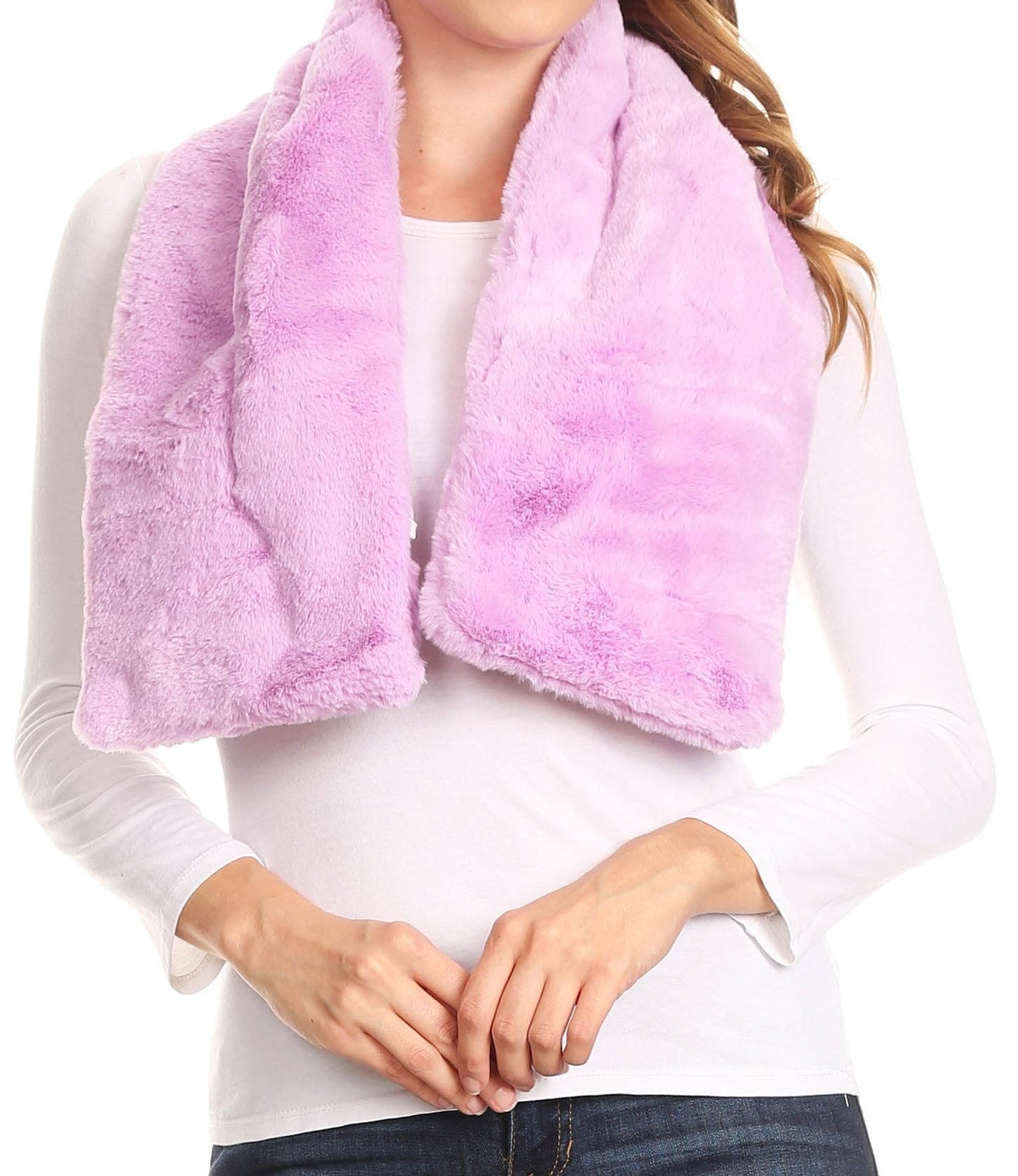 Sakkas Malen Long Rectangle Faux Fur Warm Soft Furry Wrap Around Loophole Scarf - Concordia Style Boutique