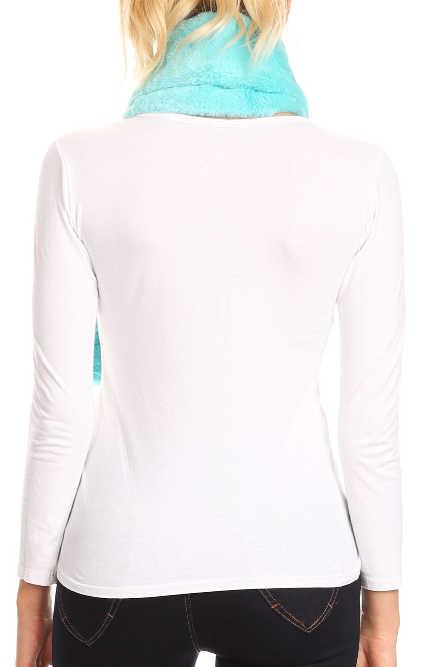 Sakkas Malen Long Rectangle Faux Fur Warm Soft Furry Wrap Around Loophole Scarf - Concordia Style Boutique