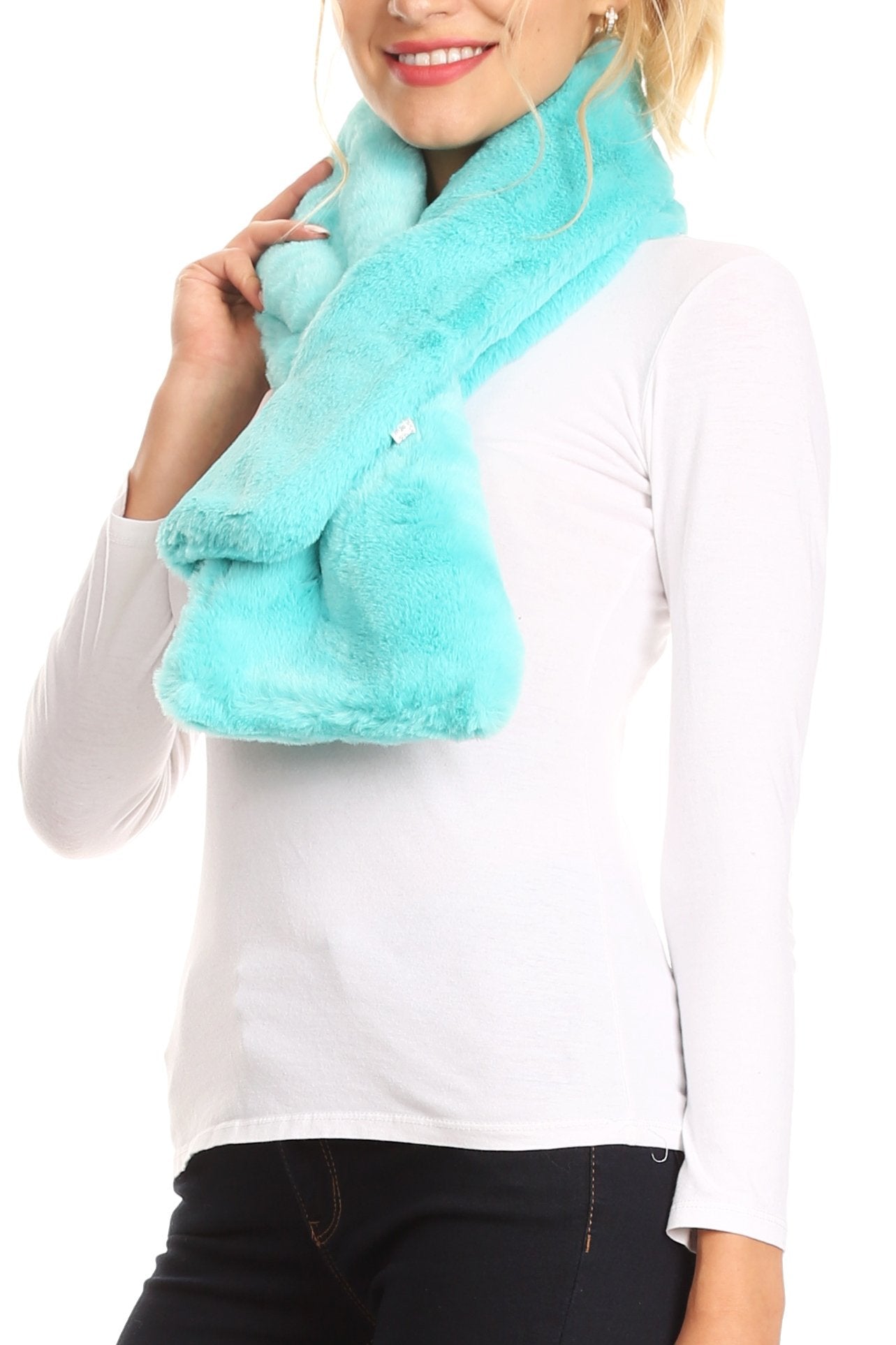 Sakkas Malen Long Rectangle Faux Fur Warm Soft Furry Wrap Around Loophole Scarf - Concordia Style Boutique