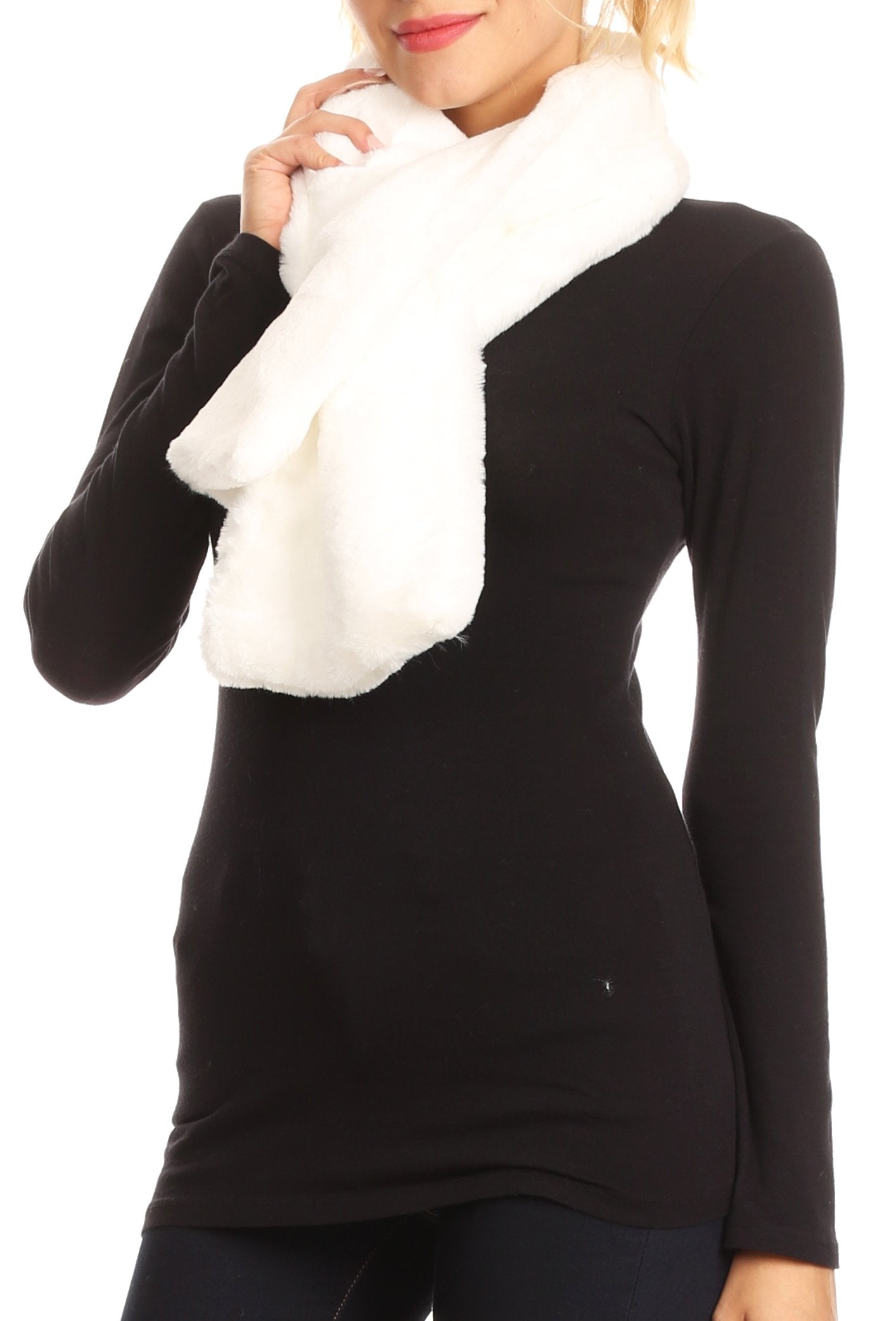 Sakkas Malen Long Rectangle Faux Fur Warm Soft Furry Wrap Around Loophole Scarf - Concordia Style Boutique