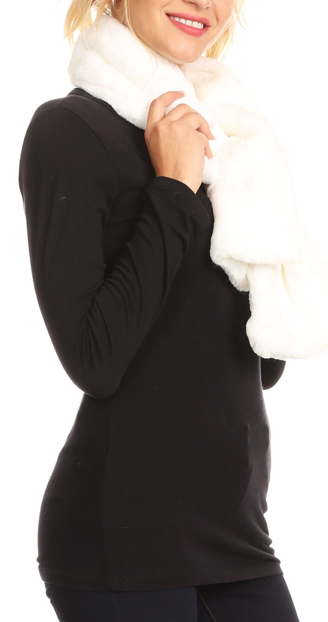 Sakkas Malen Long Rectangle Faux Fur Warm Soft Furry Wrap Around Loophole Scarf - Concordia Style Boutique