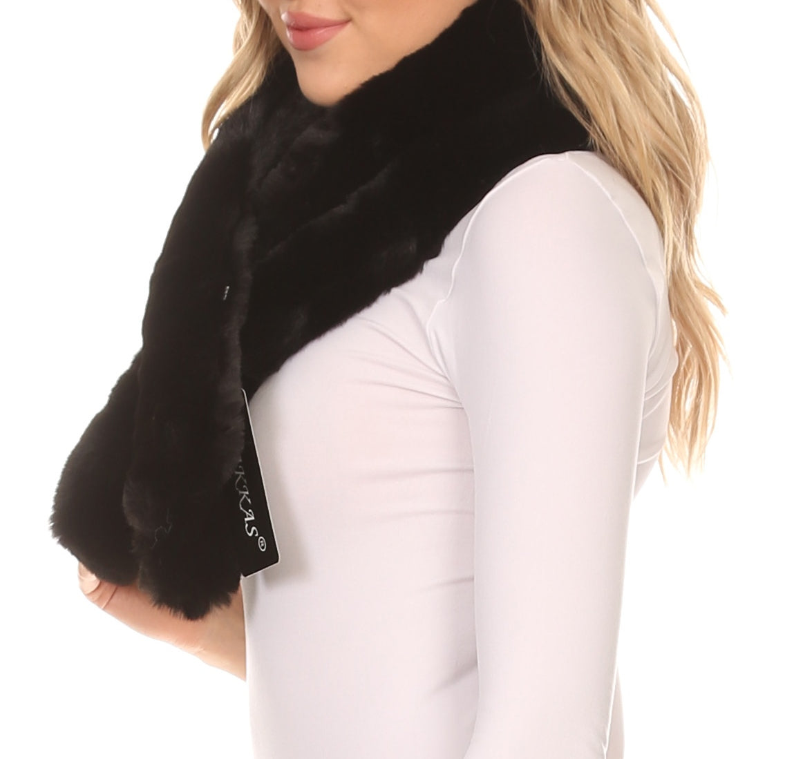 Sakkas Kiy Loophole Faux Fur Long Soft Warm Comfortable Textured Bow Scarf - Concordia Style Boutique