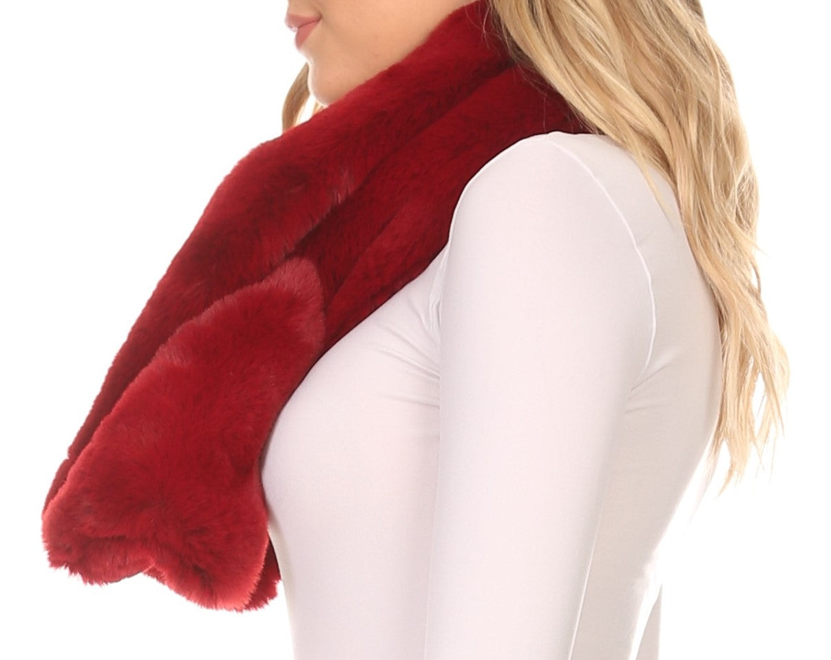 Sakkas Kiy Loophole Faux Fur Long Soft Warm Comfortable Textured Bow Scarf - Concordia Style Boutique