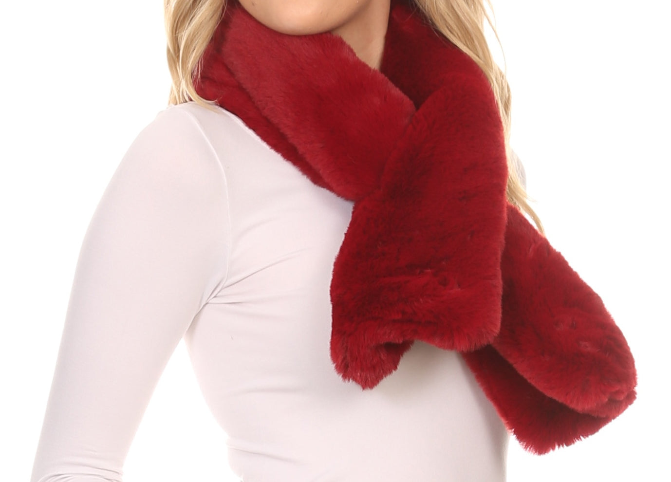 Sakkas Kiy Loophole Faux Fur Long Soft Warm Comfortable Textured Bow Scarf - Concordia Style Boutique